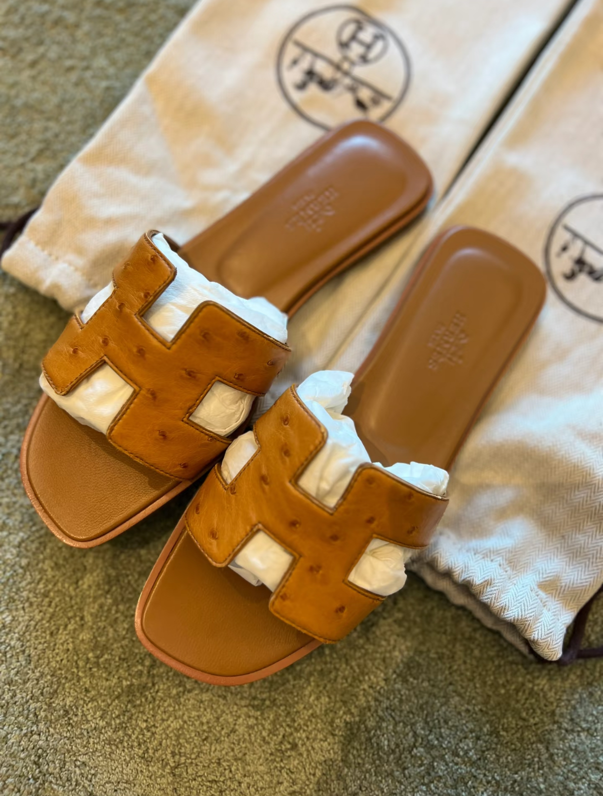 women's sandals brown ostrich leather Custom - Artisantouchss