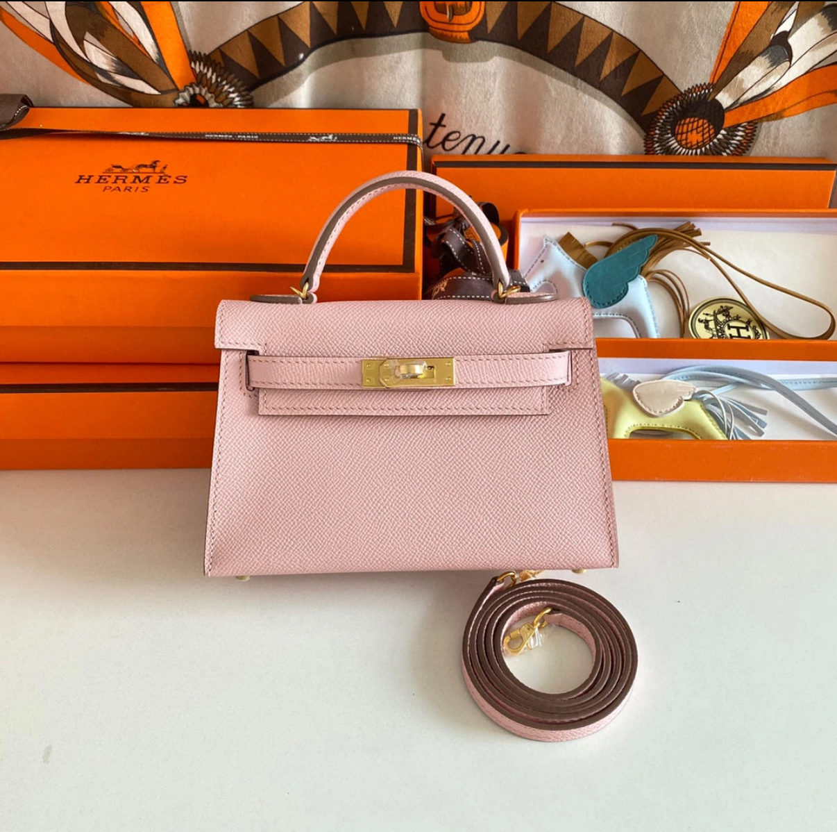Kelly Mini 2 Sakura Pink Gold Buckle Custom - Artisantouchss