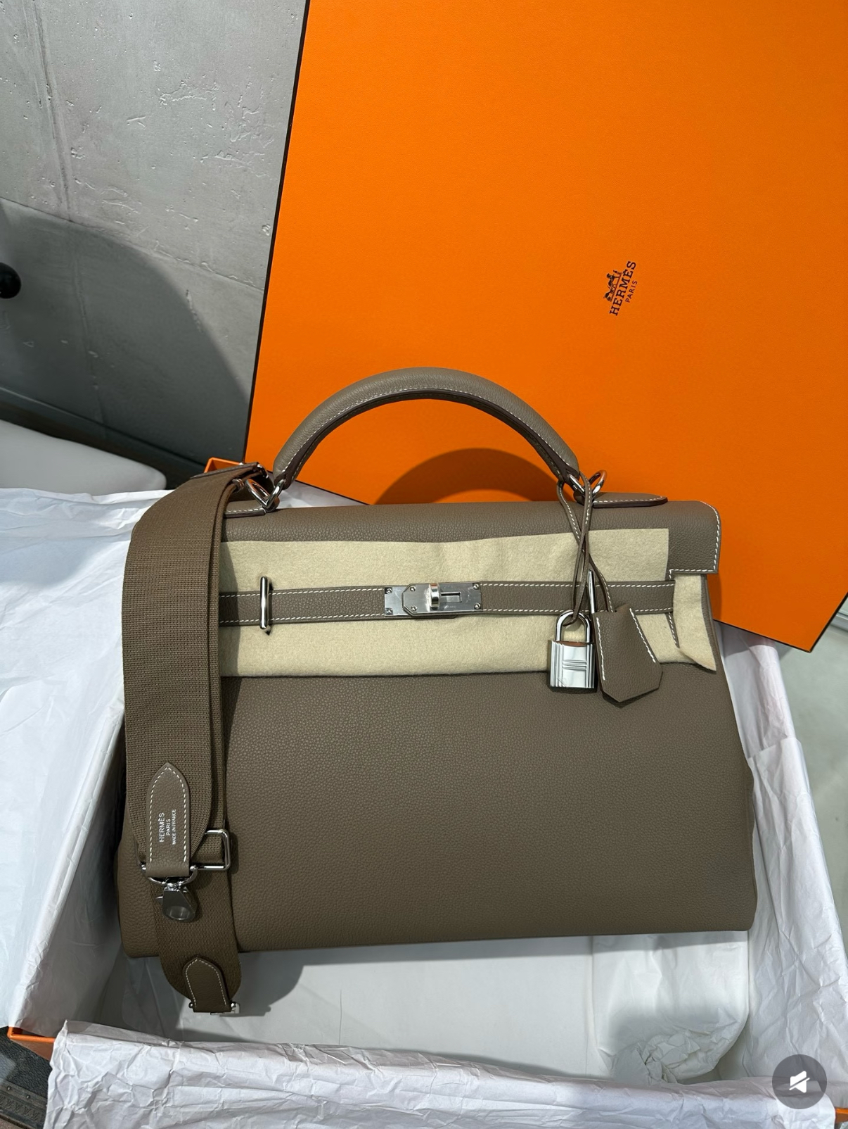 Kelly maxi 42 Elephant Grey TOGO Custom - Artisantouchss