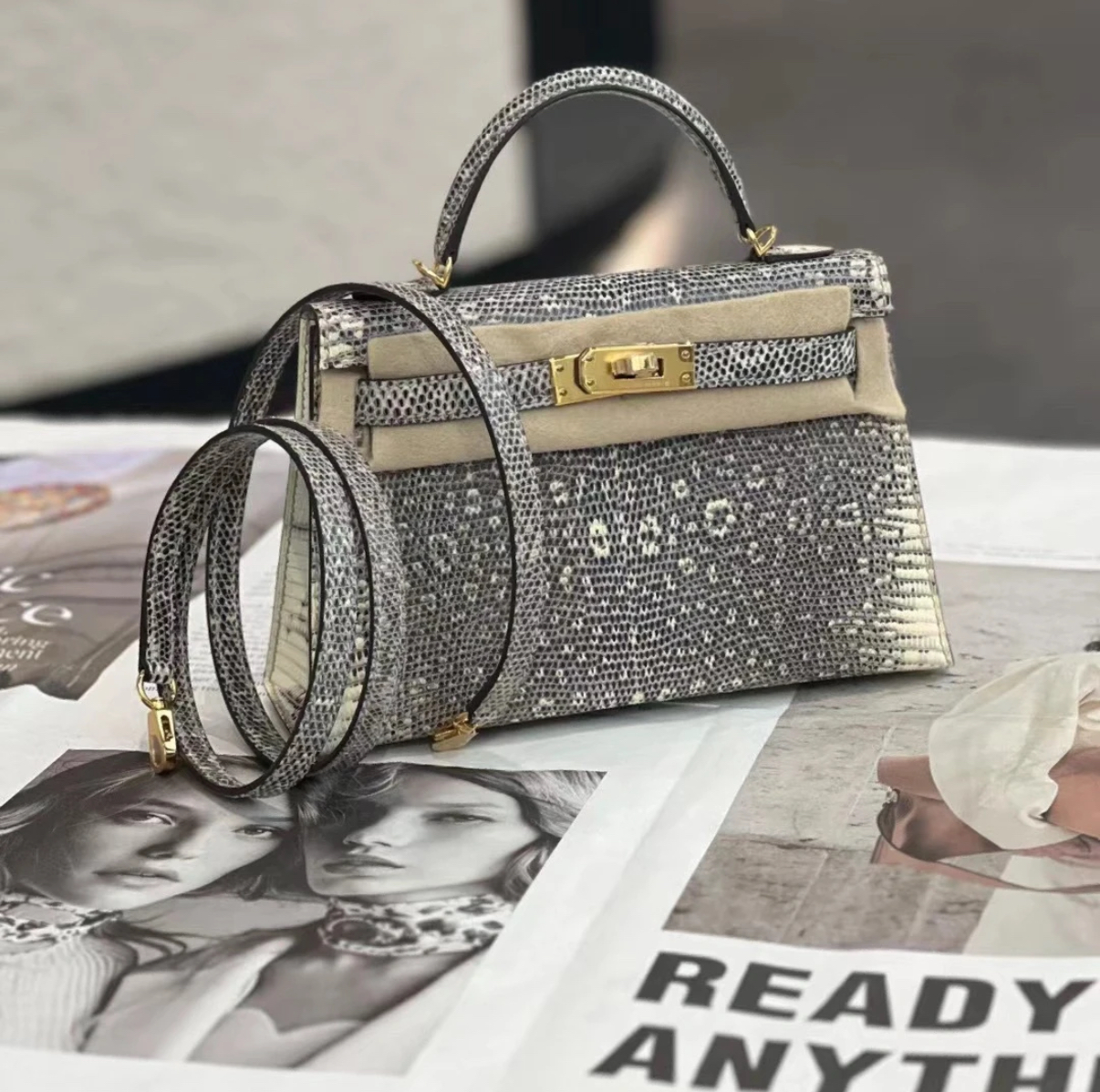 Kelly Mini 2 Lizard Leather Custom - Artisantouchss