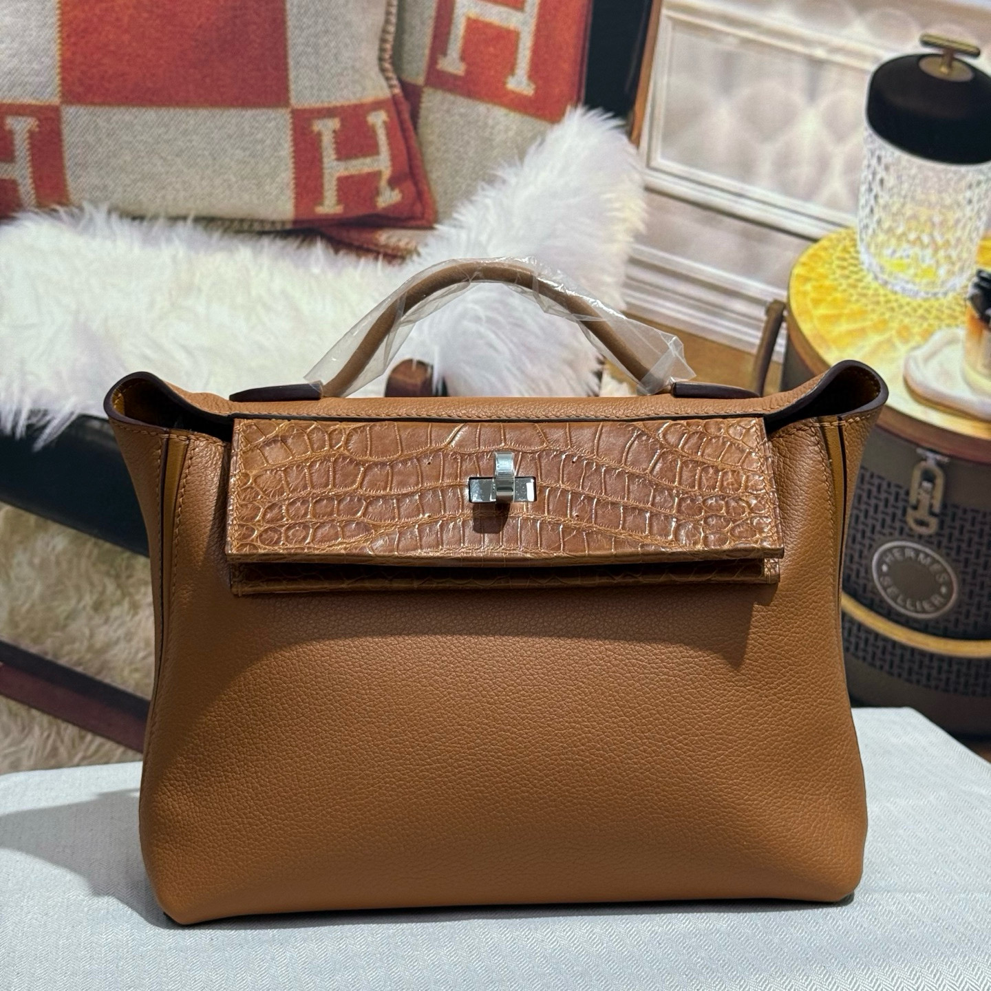 Crocodile leather patchwork cowhide 2424 - Artisantouchss