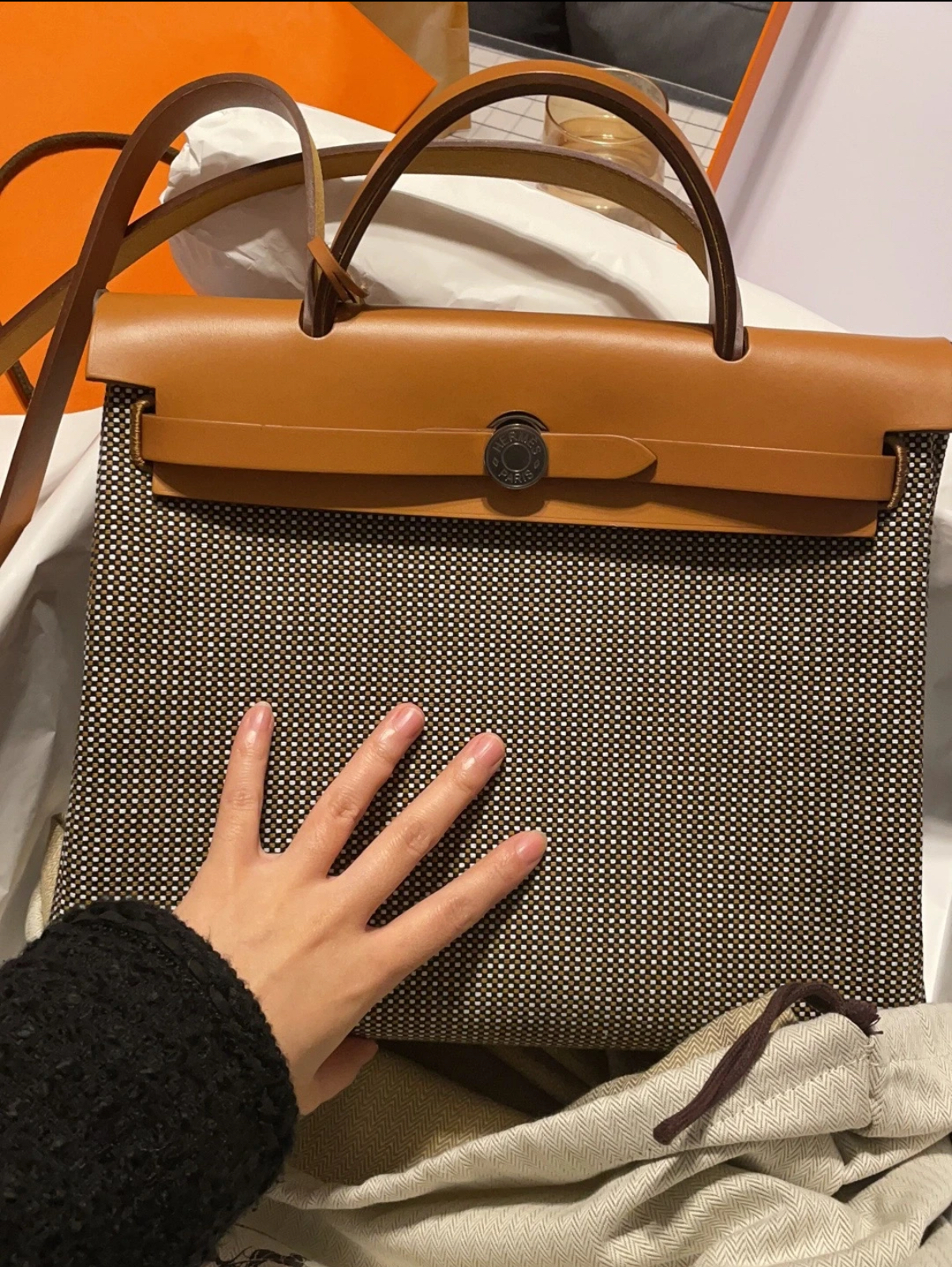 Hermès Herbag 31cm gray plaid - Artisantouchss