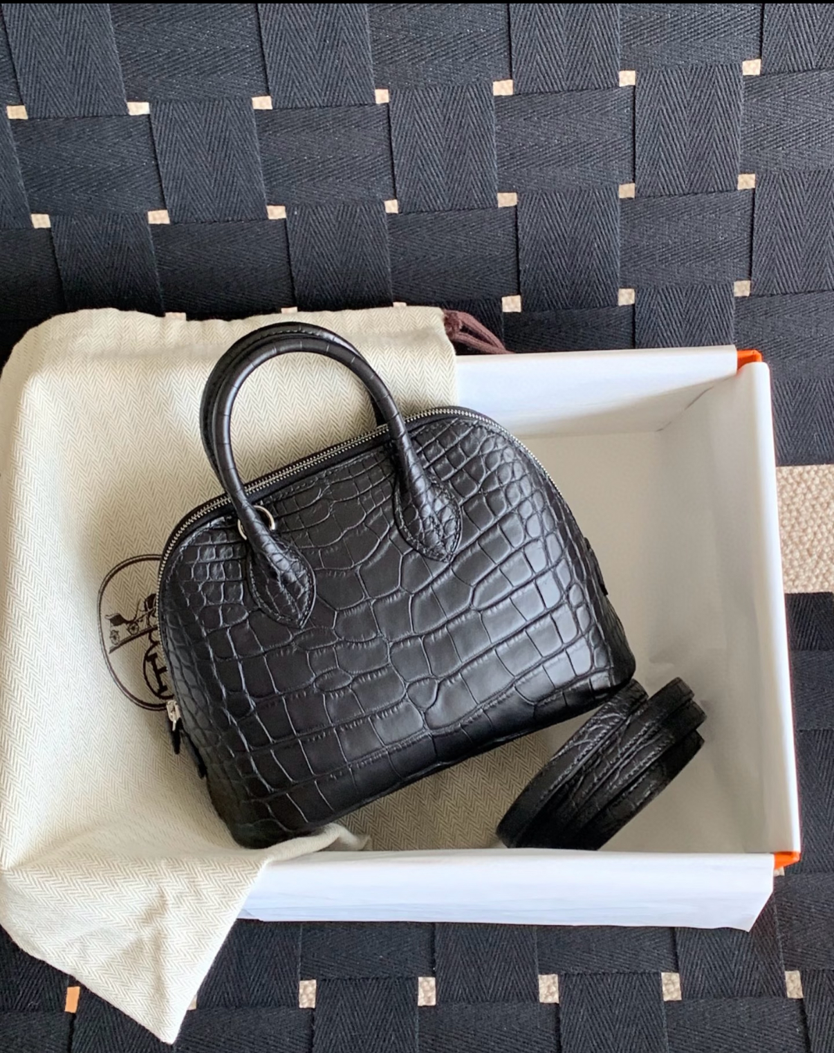 Bolide Mini 18CM Matte crocodile leather Black - Artisantouchss