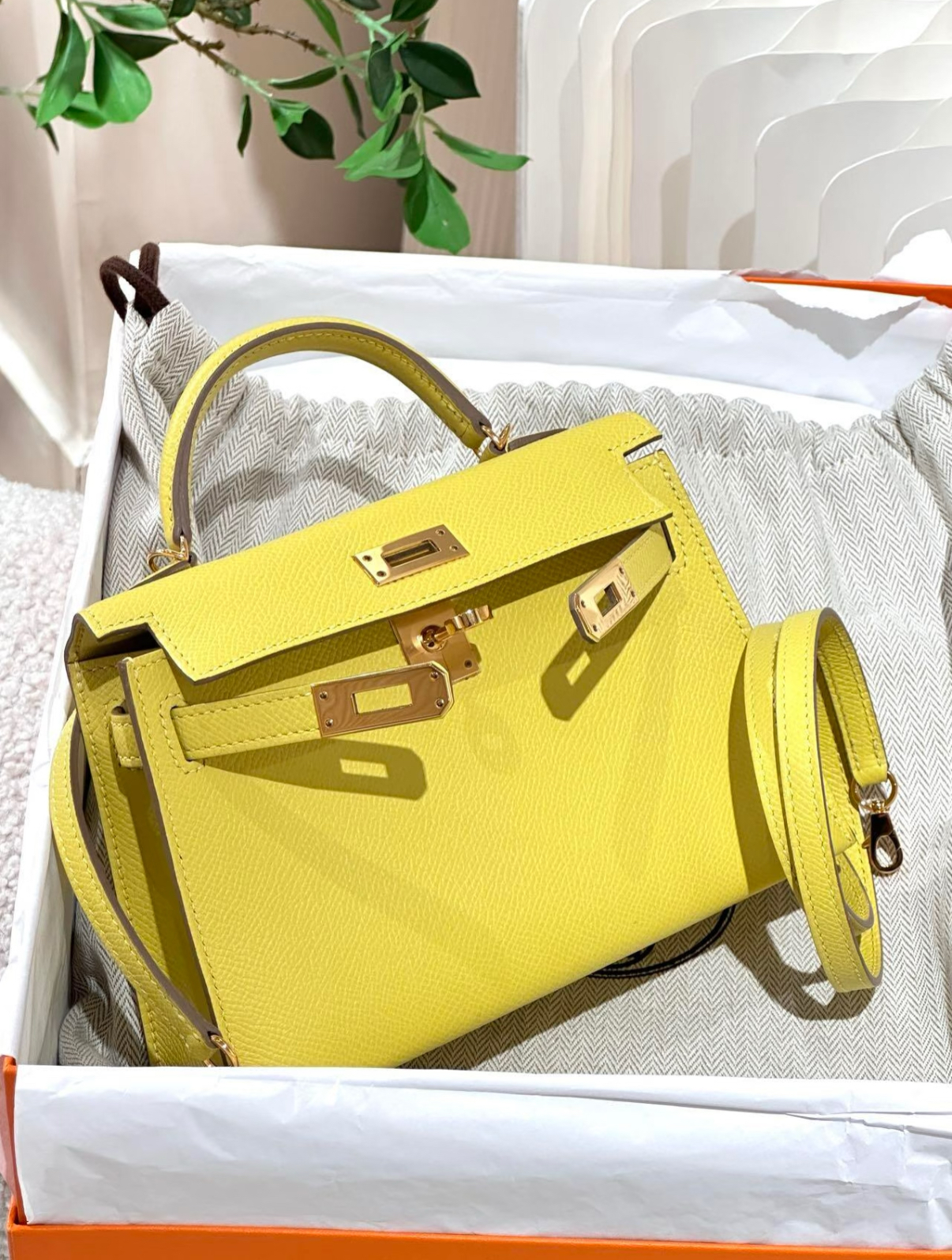 Kelly Mini 19 Candy Yellow Gold buckle EPSOM Custom - Artisantouchss