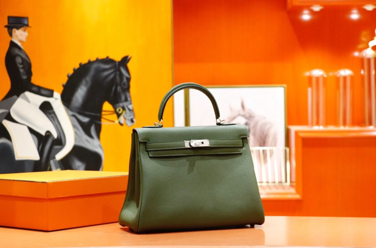 Kelly 25-30 Olive Green TOGO Leather Custom - Artisantouchss