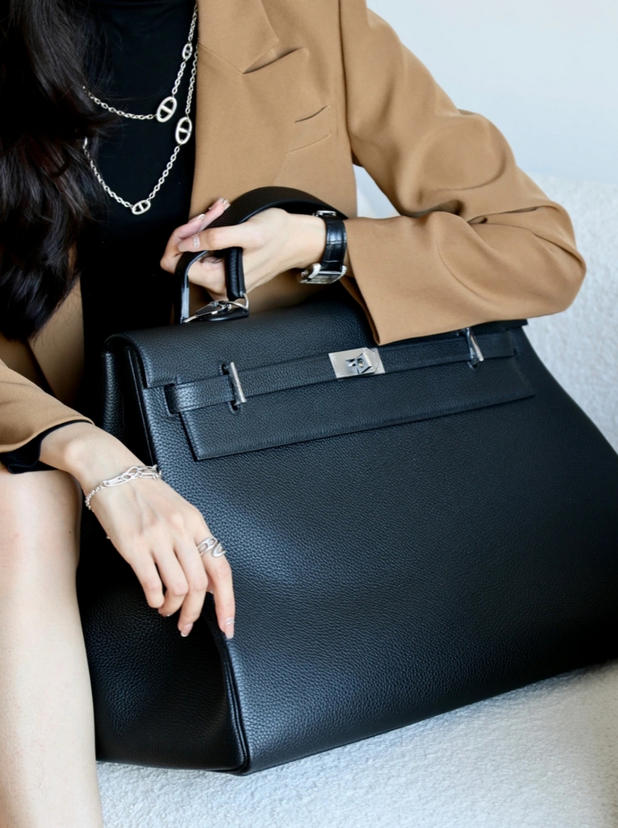 Kelly 50 relax black TOGO silver buckle - Artisantouchss