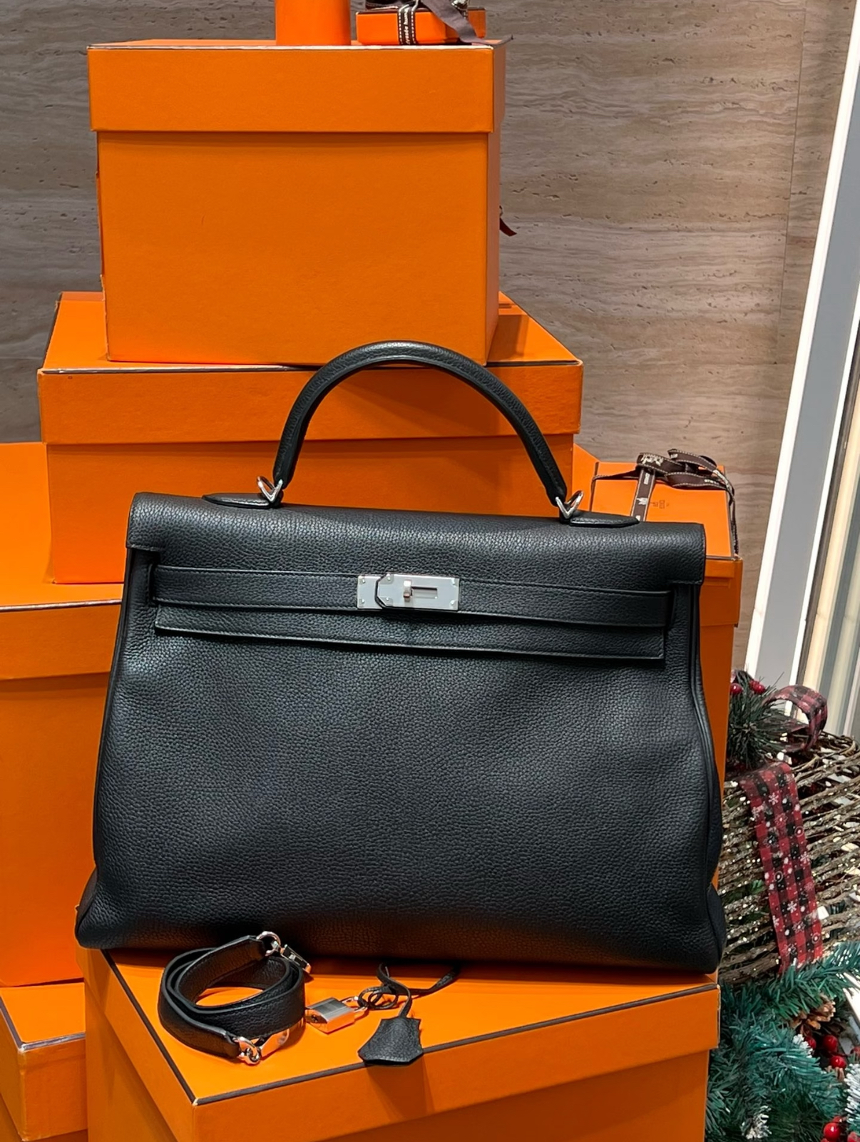 Kelly 40 black silver buckle TOGO leather custom - Artisantouchss