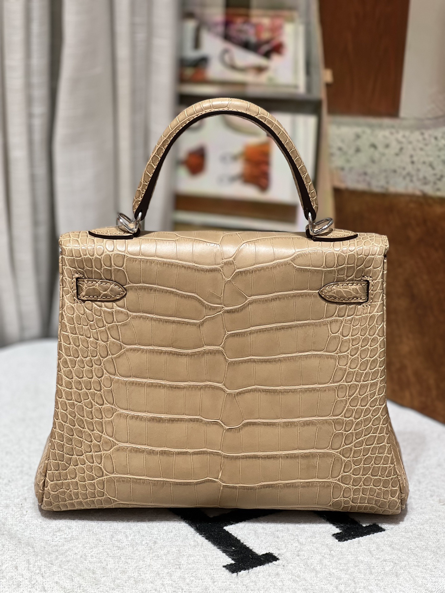 Kelly 25-28 beige matte crocodile leather custom - Artisantouchss
