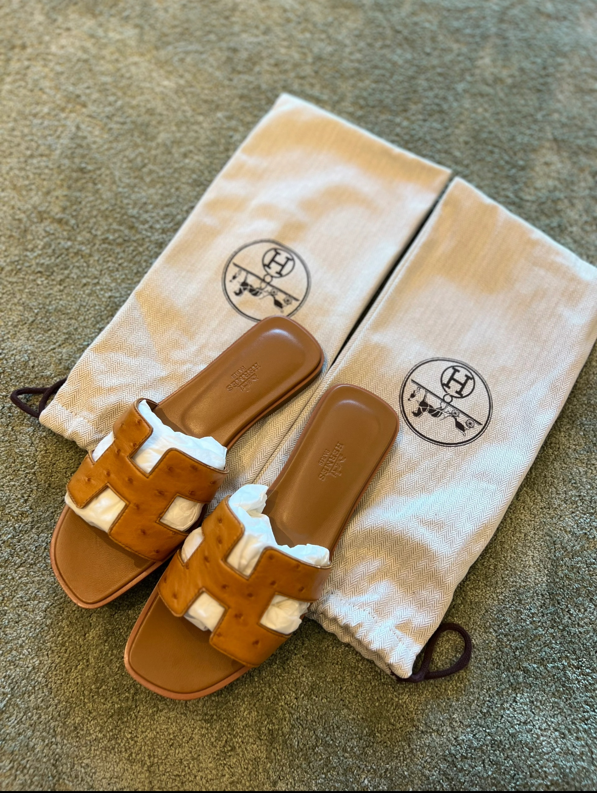 women's sandals brown ostrich leather Custom - Artisantouchss