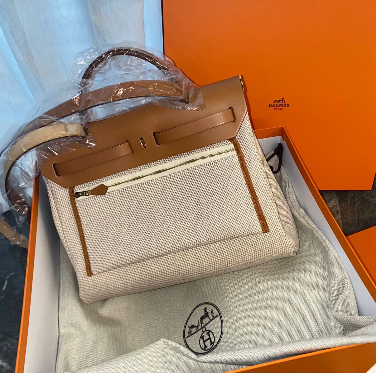 Hermès Herbag 31cm Red white - Artisantouchss