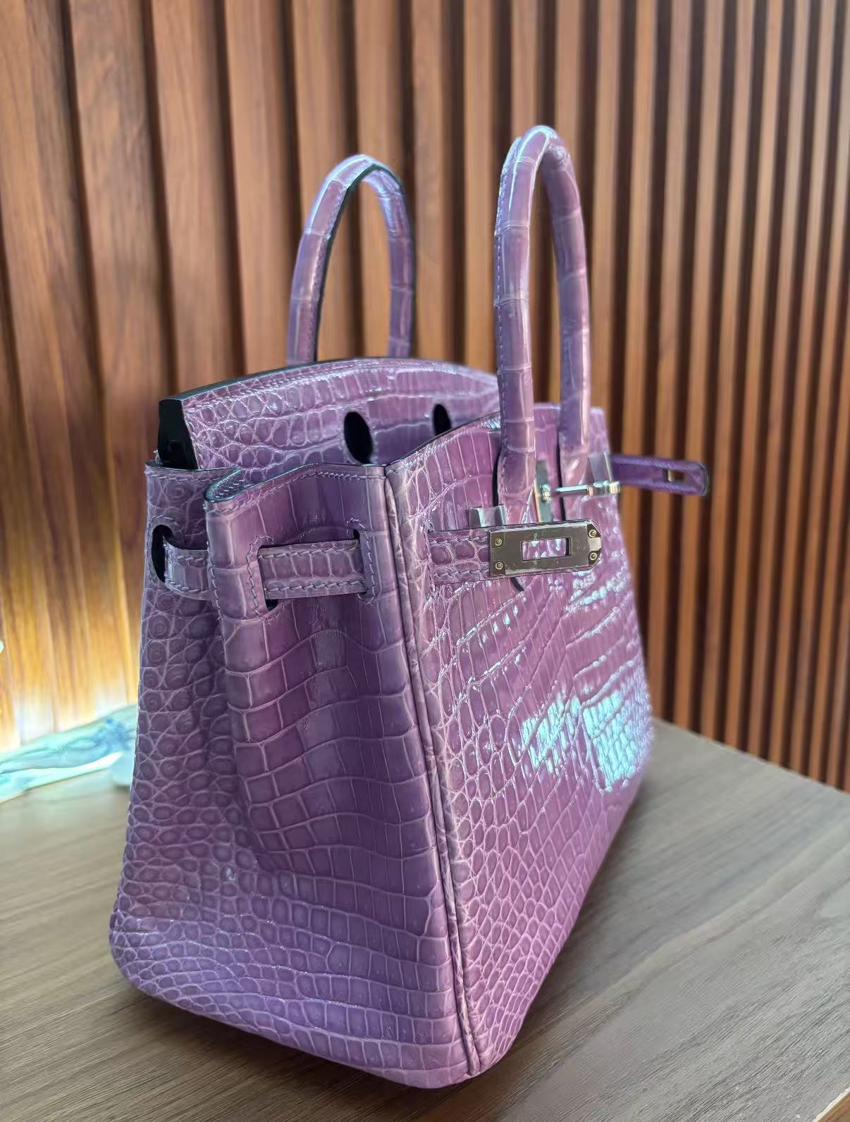 Birkin 25-35 lavender purple Crocodile Skin Custom - Artisantouchss
