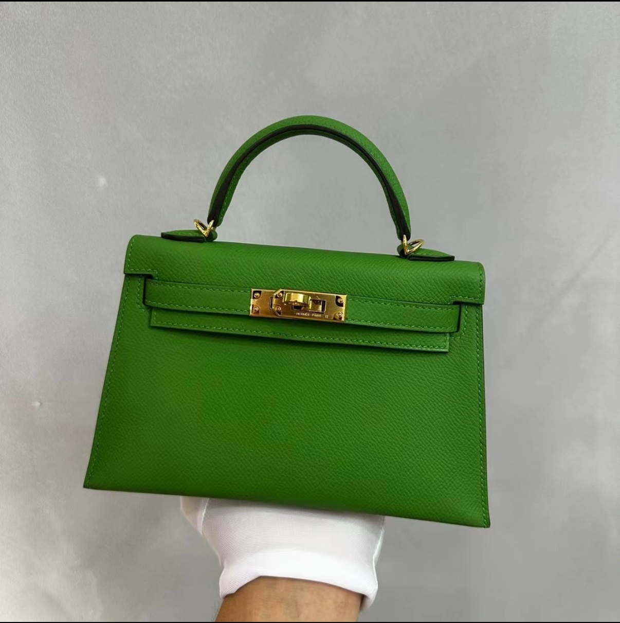 Kelly Mini 2 Velvet Green Gold Buckle Epsom customize - Artisantouchss
