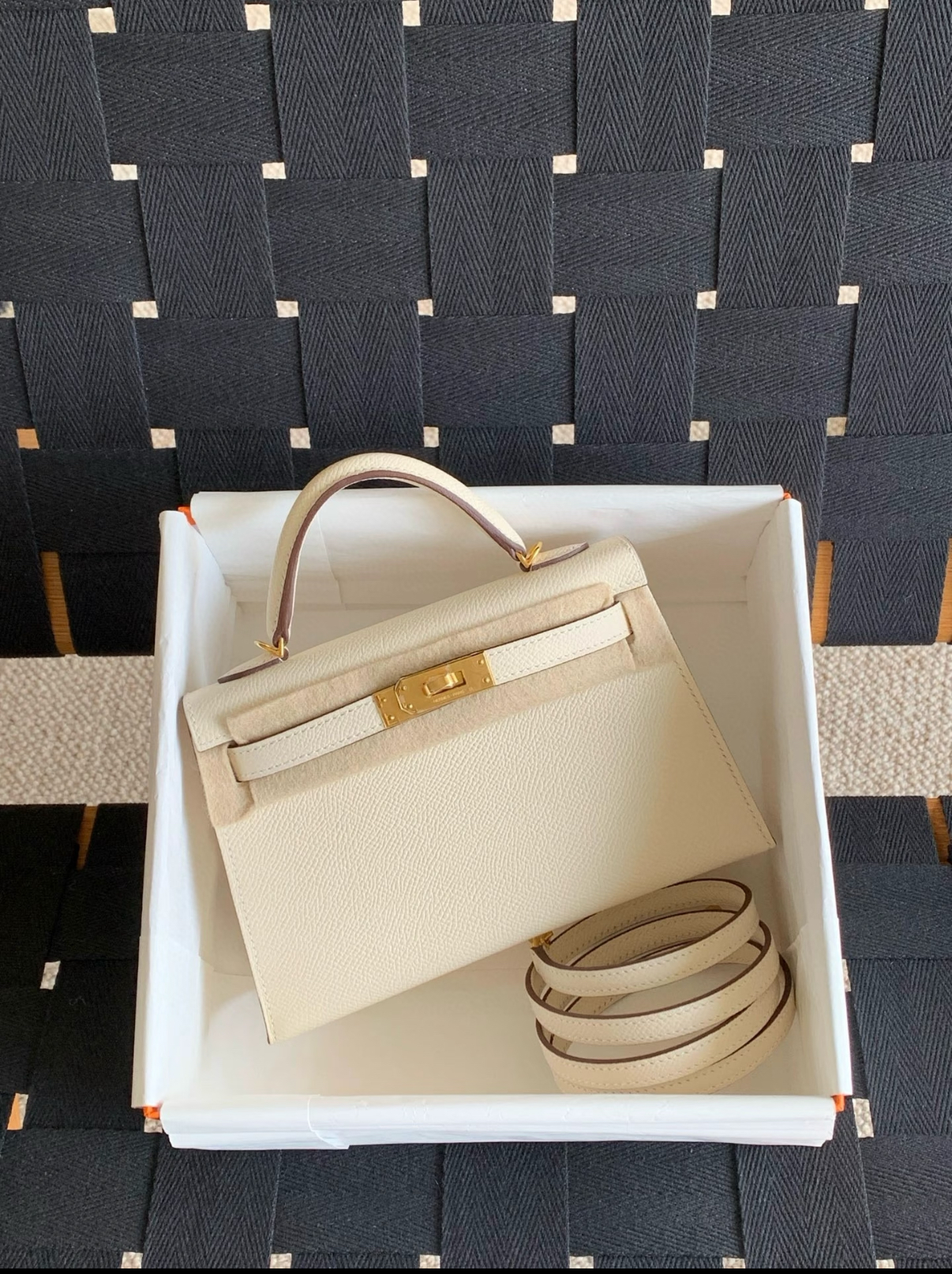 Kelly mini 2 19 crema EPSOM fibbia oro personalizzata - Artisantouchss