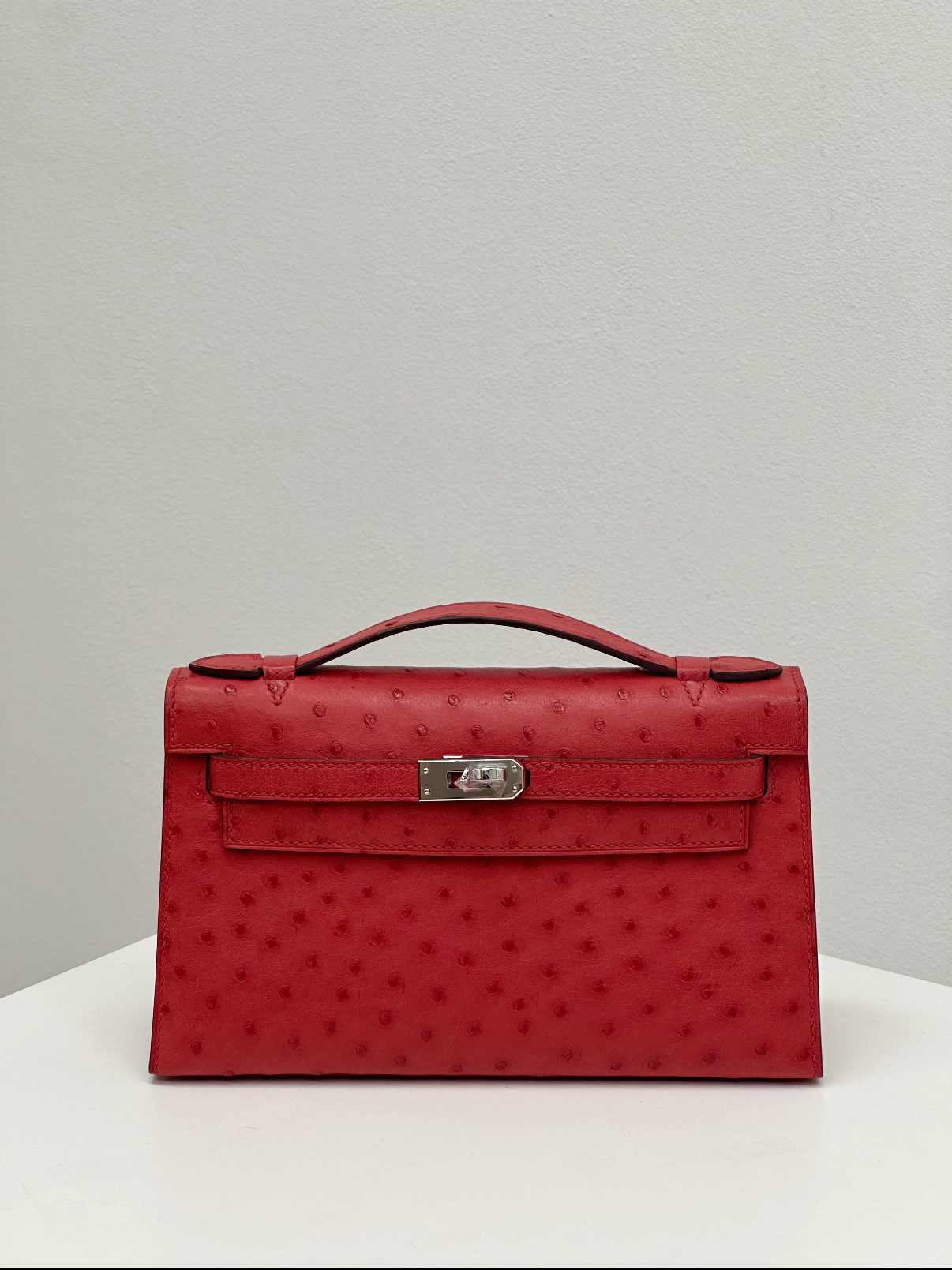 Kelly I 19 Azalea Red Ostrich Leather Custom - Artisantouchss