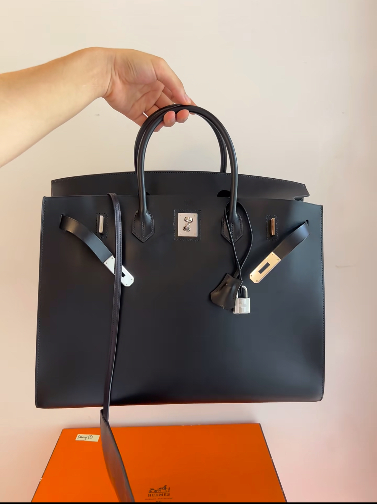 Bikrin 35-40 black silver buckle BOX leather custom - Artisantouchss