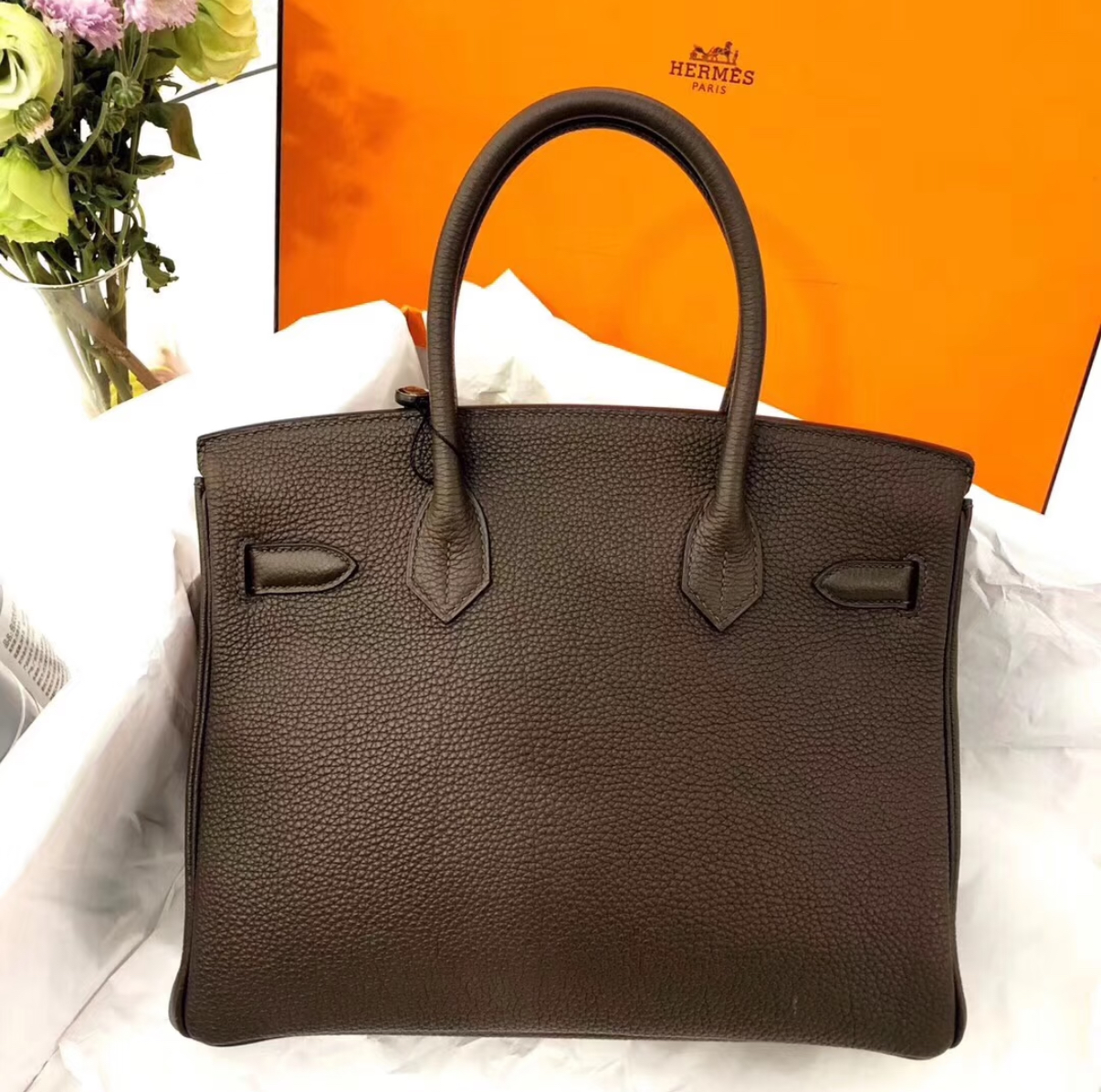 Birkin 25-30 dark brown TOGO custom - Artisantouchss
