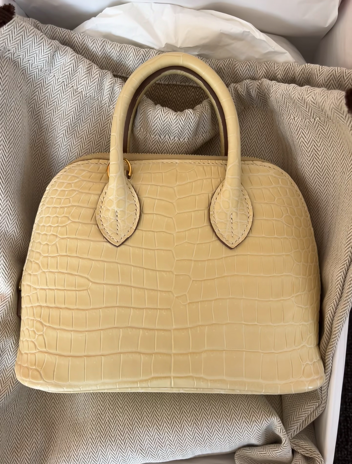 Bolide Mini 18CM Matte crocodile leather vanilla - Artisantouchss