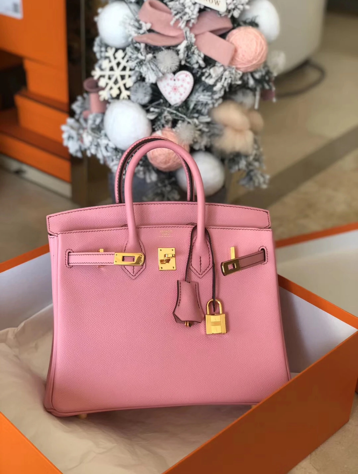 Birkin Milkshake Powder 25-35 TOGO Leather Gold Buckle Christmas Special Offer - Artisantouchss