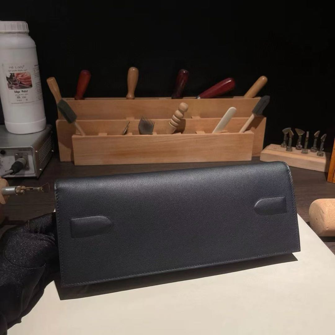 Kelly cut pochette“Kelly shadow”evercalf limited black - Artisantouchss
