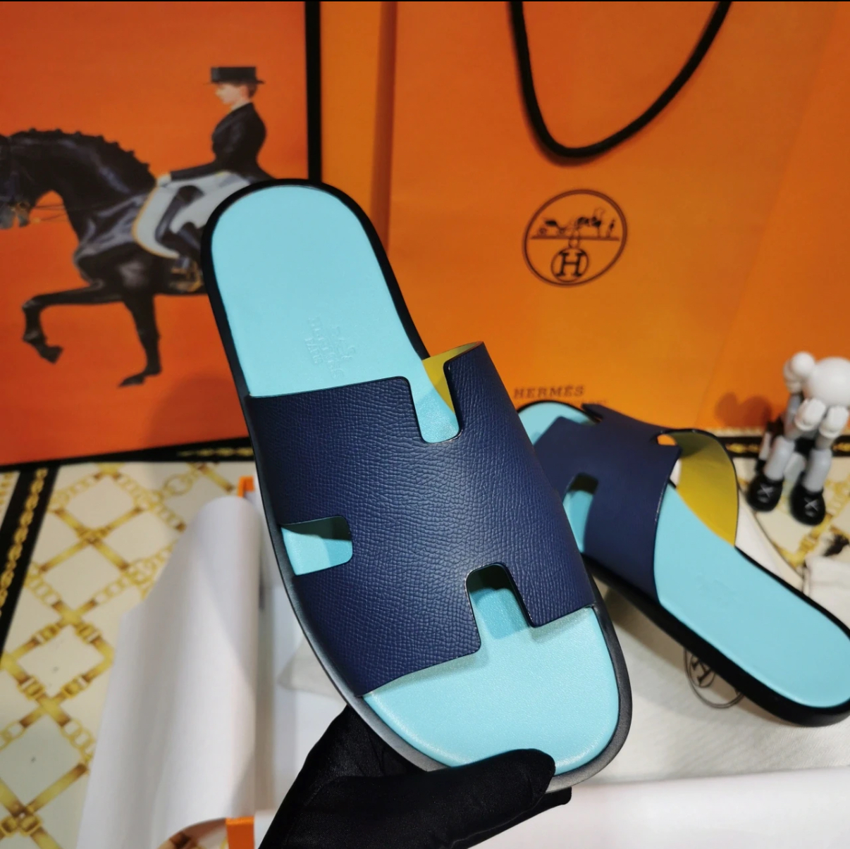 Men's blue slippers - Artisantouchss