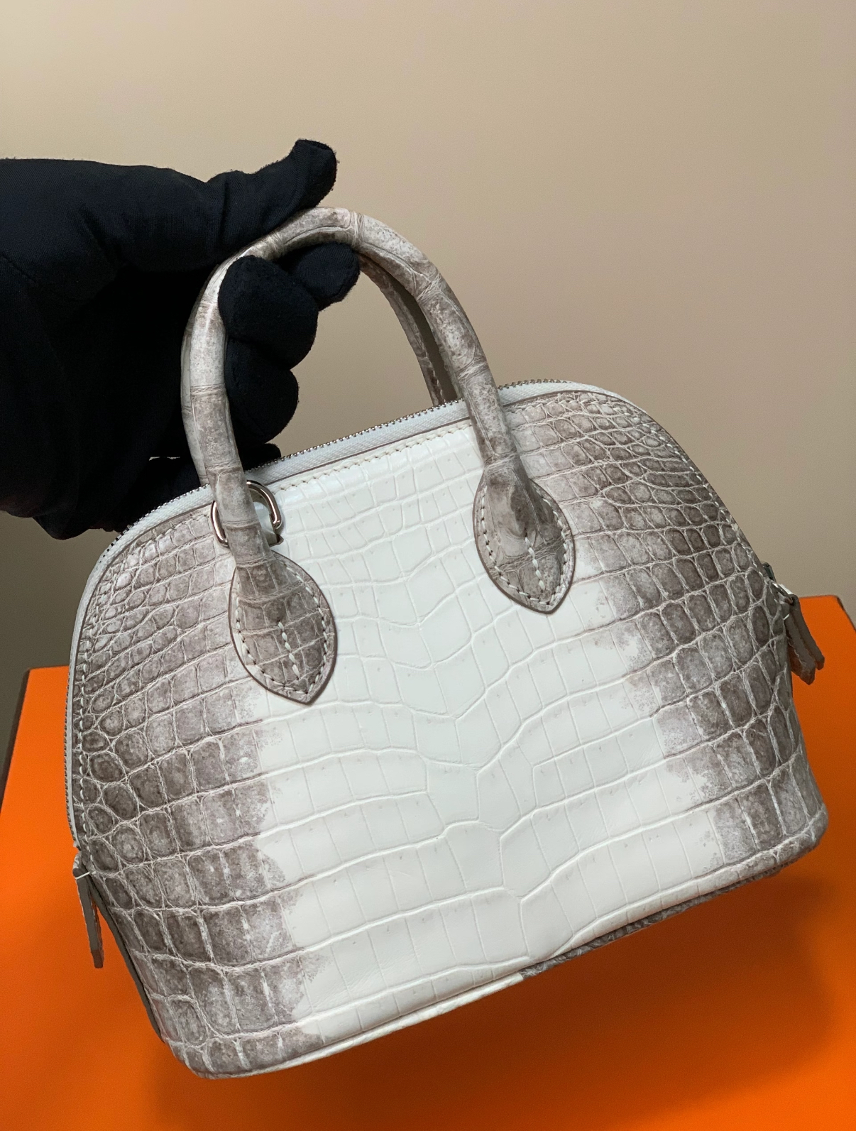 Bolide Mini 18CM Matte crocodile leather Himalaya - Artisantouchss