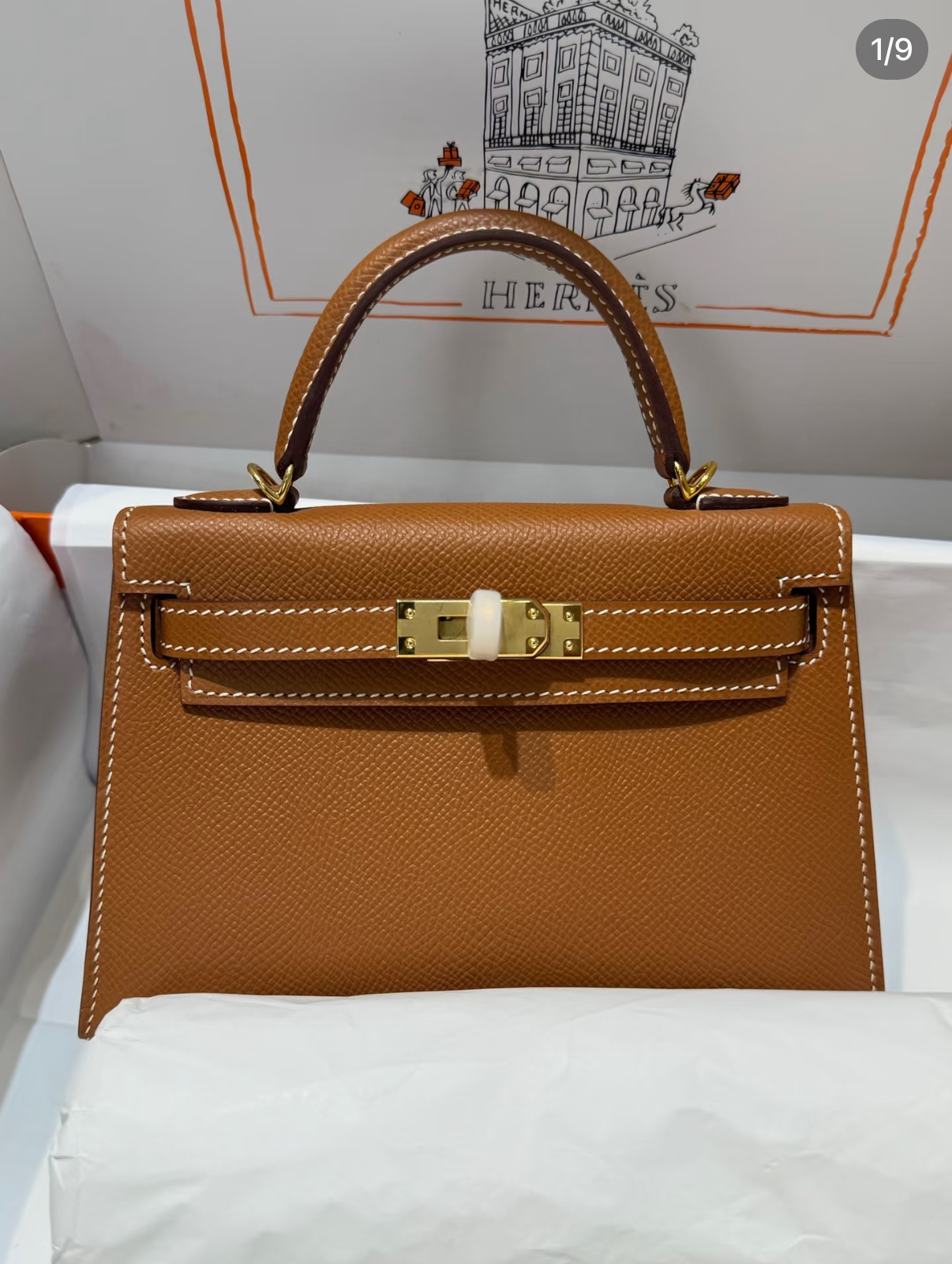 Kelly Mini 2 Brown Gold Buckle Epsom Custom - Artisantouchss