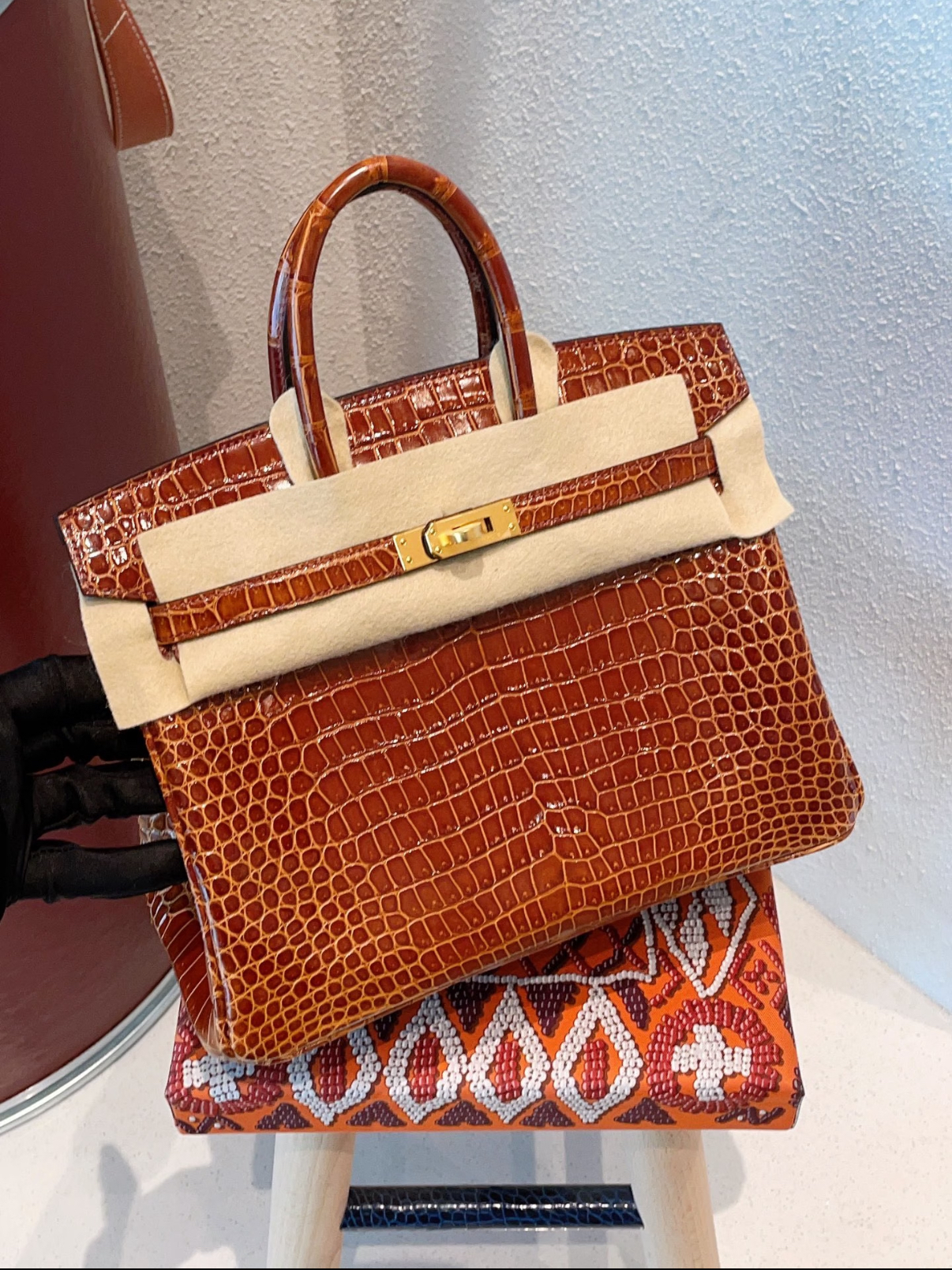 Birkin 25-35 Honey Brown Crocodile Leather Custom - Artisantouchss