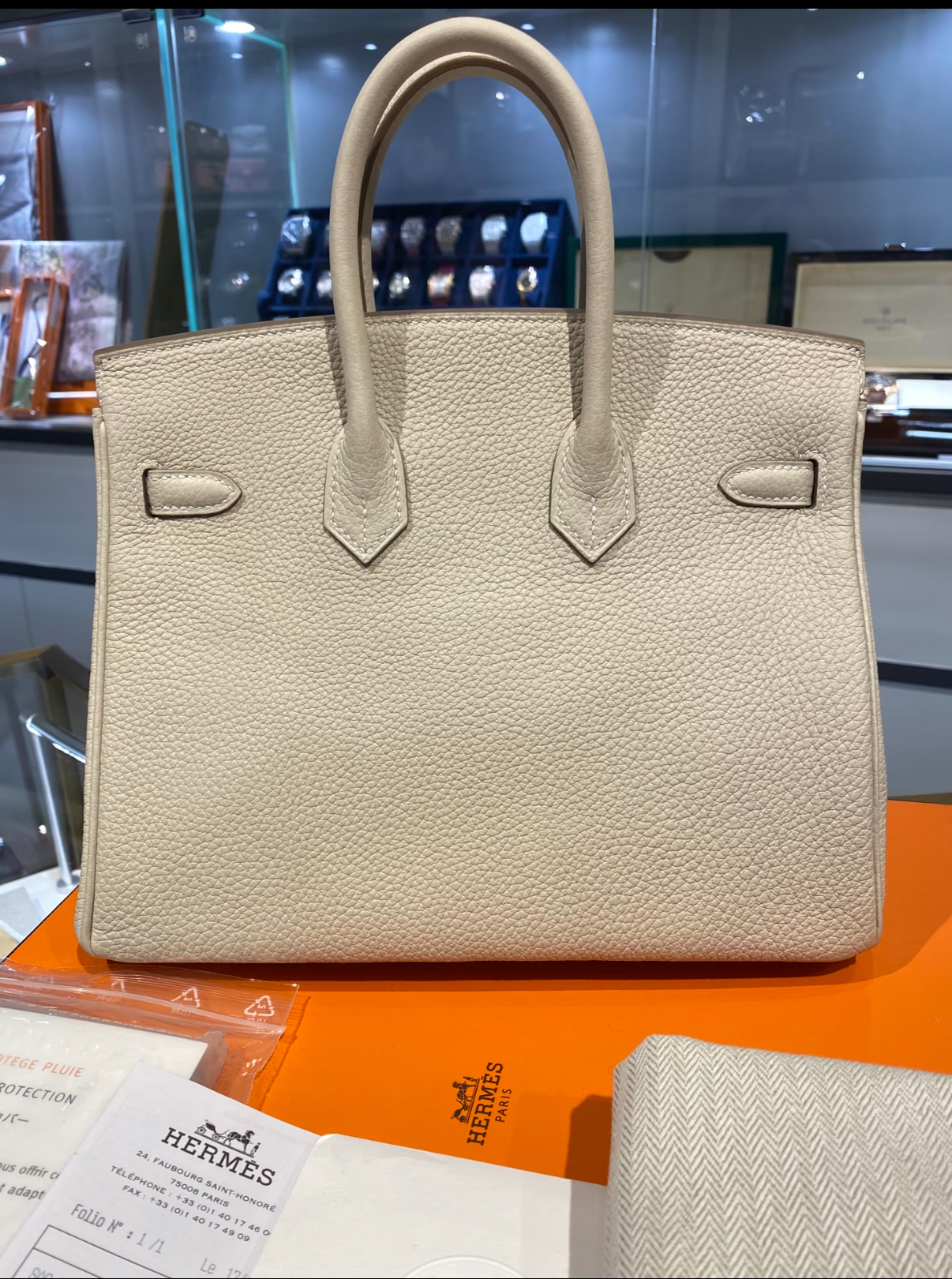 Birkin 25-35 Craie Cream White Togo Leather Custom - Artisantouchss