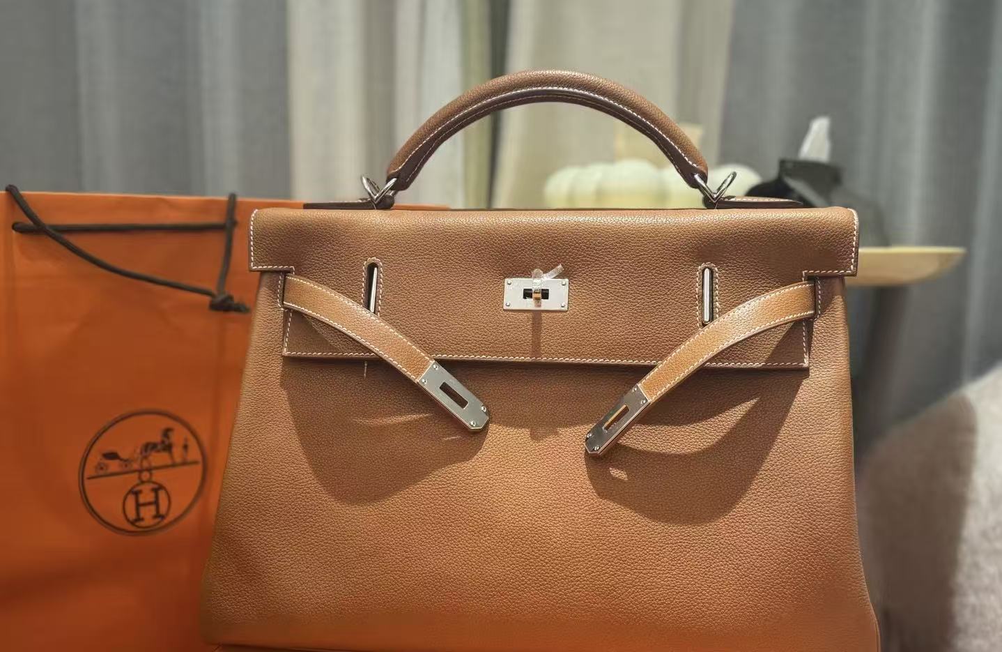 Kelly maxi 42 Brown TOGO Custom - Artisantouchss