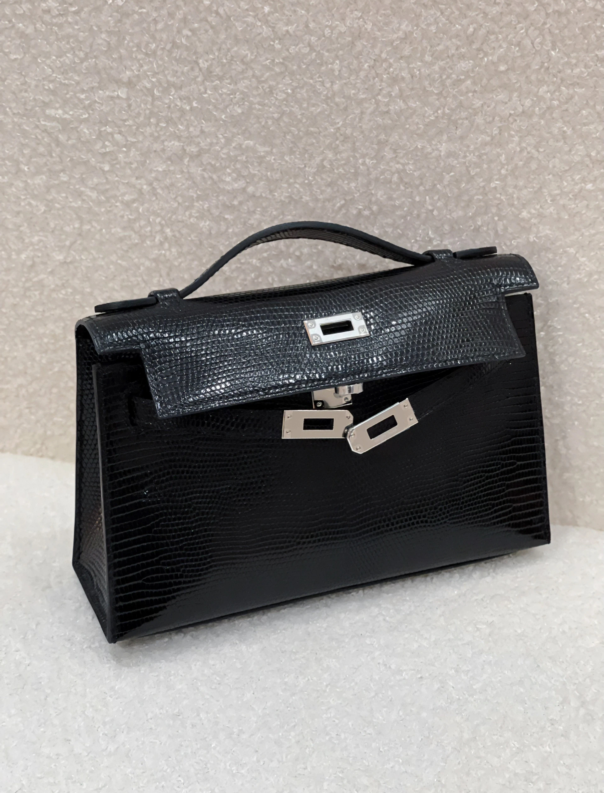 Kelly Mini 1 black lizard leather custom - Artisantouchss