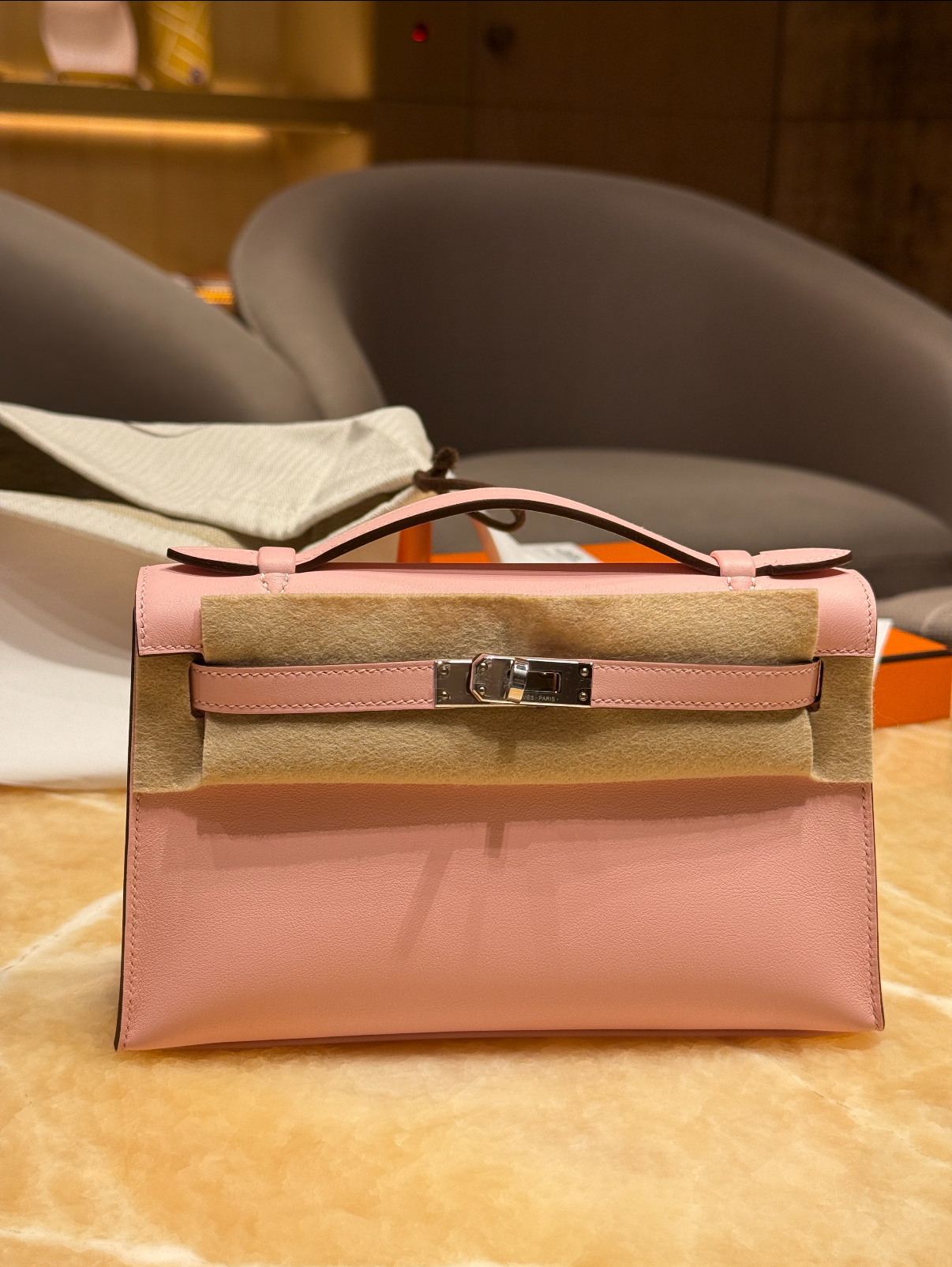 kelly pochette Rose sakura EPSOM Silver Buckle Custom - Artisantouchss