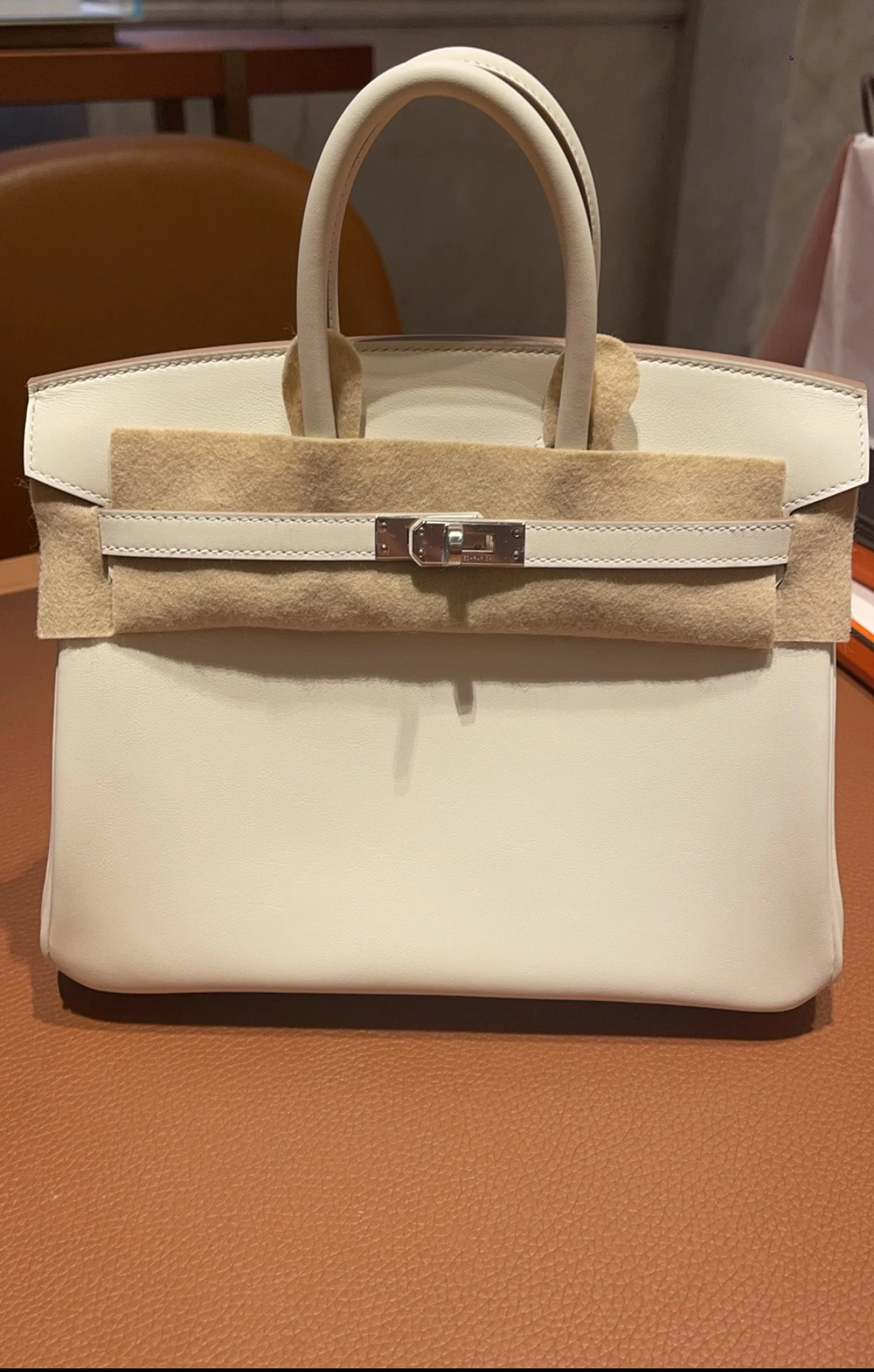 Birkin 25-30 Glacier White Swift Leather Custom - Artisantouchss