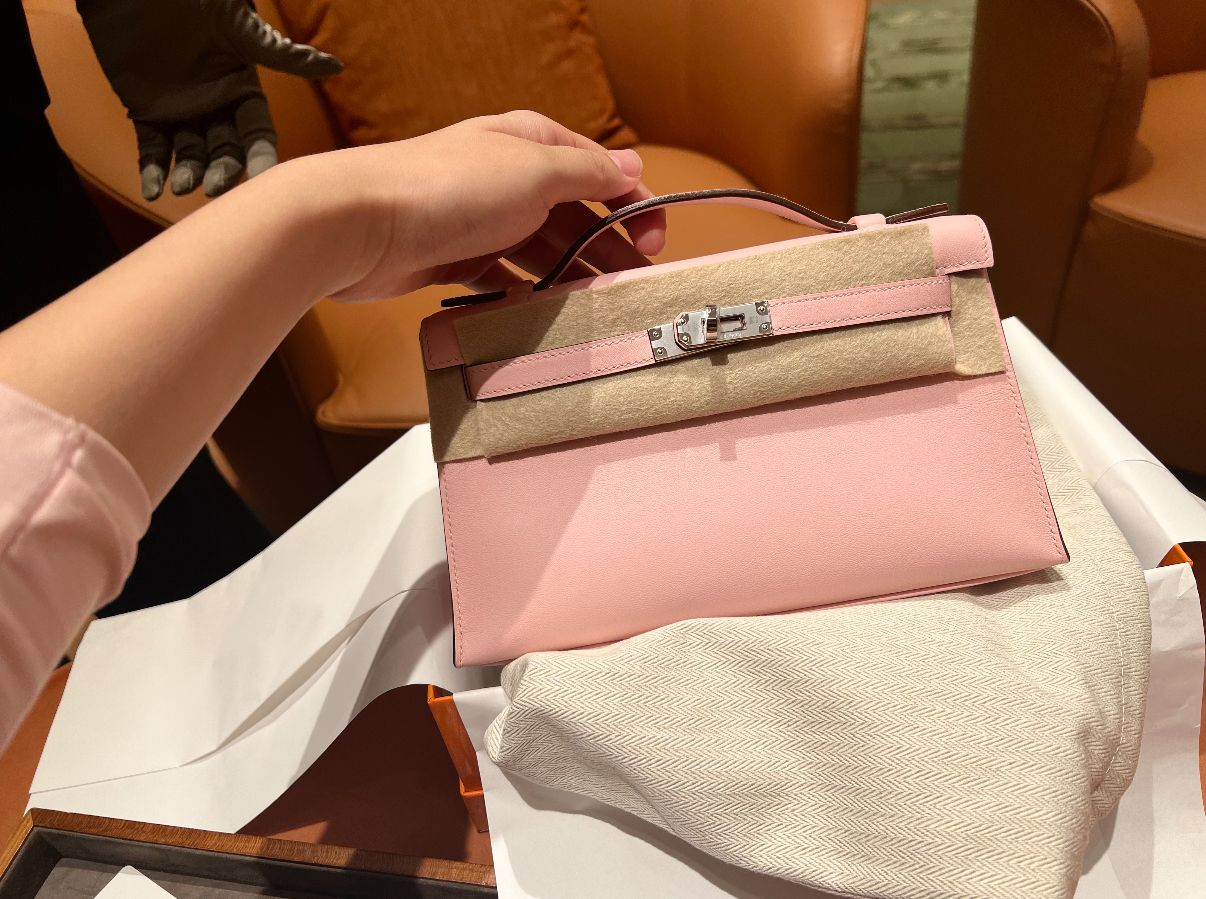 kelly pochette Rose sakura EPSOM Silver Buckle Custom - Artisantouchss