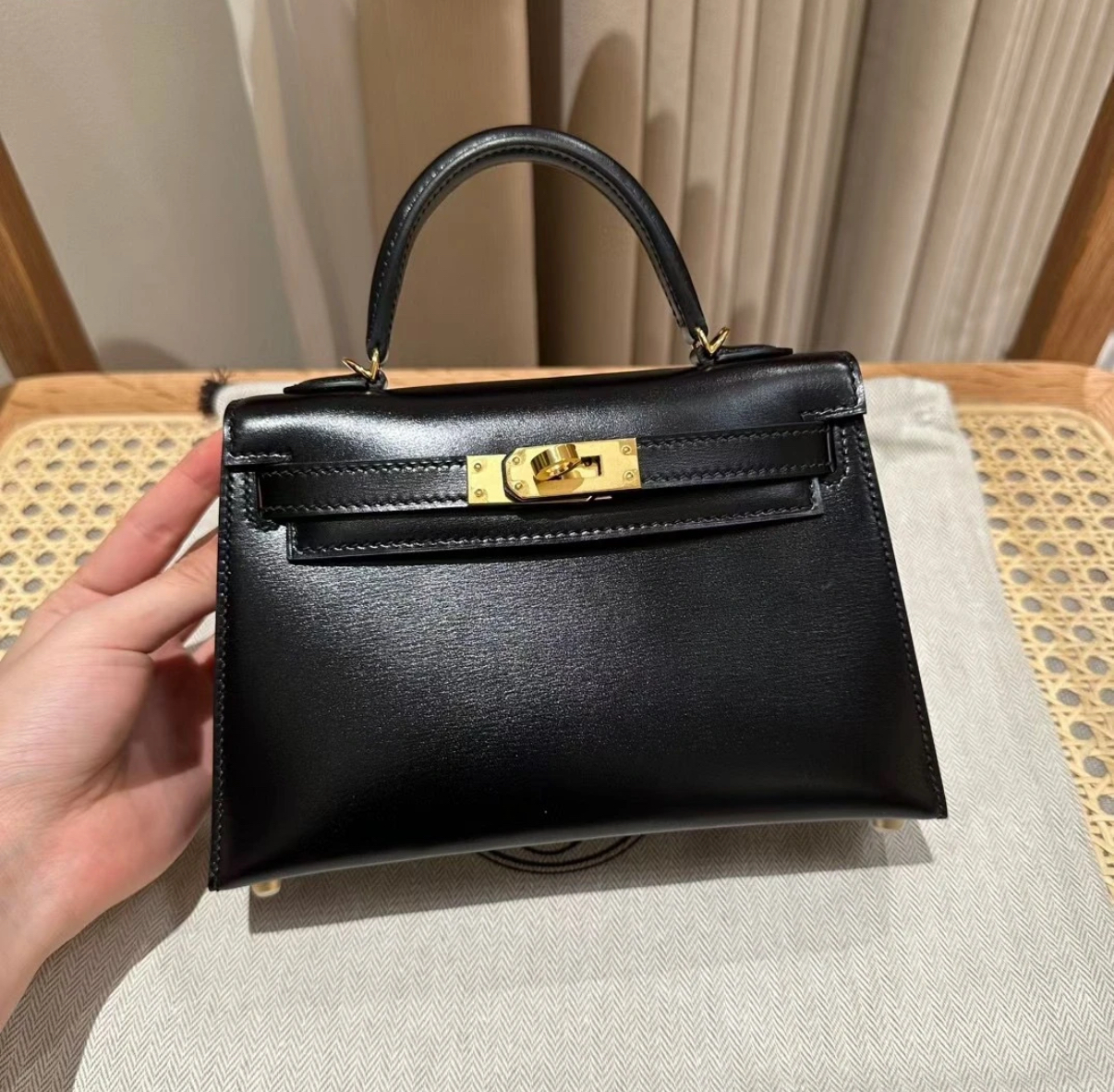 Kelly Mini 19 box leather bag gold hardware custom - Artisantouchss