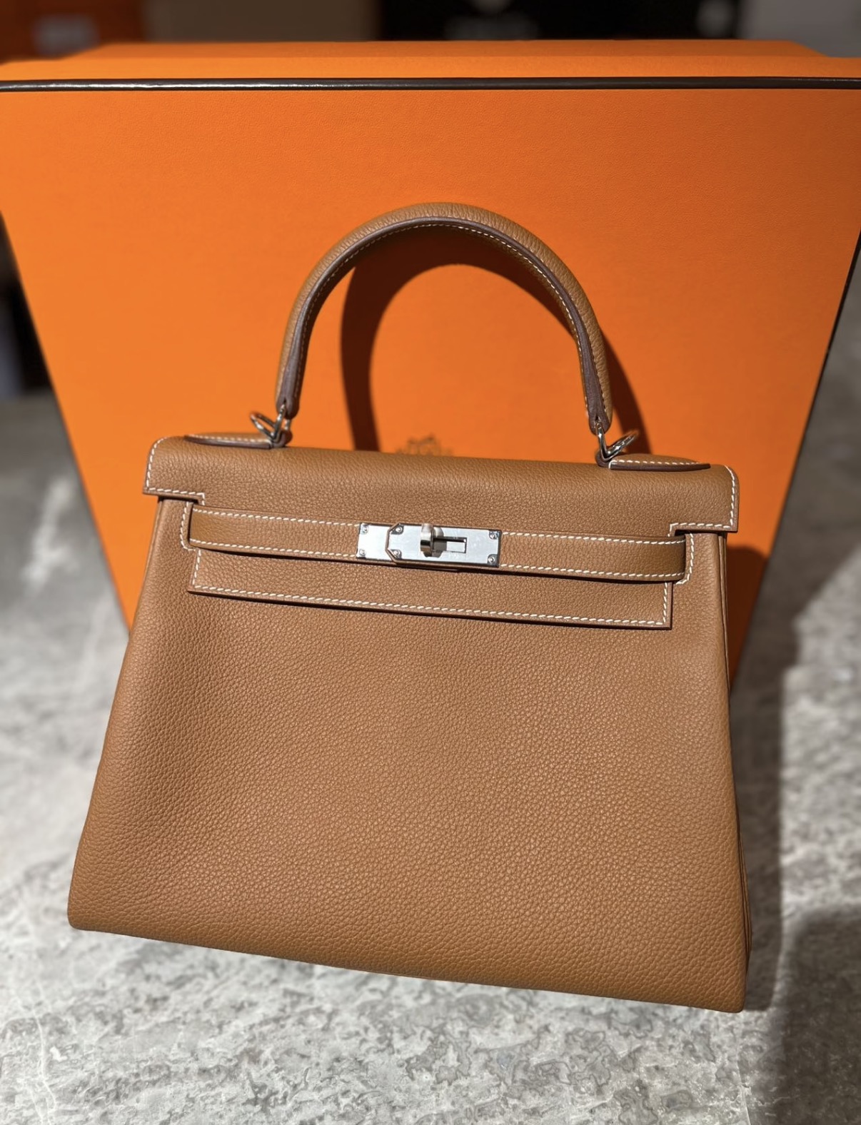 Kelly 25-28 Brown TOGO leather silver hardware custom - Artisantouchss