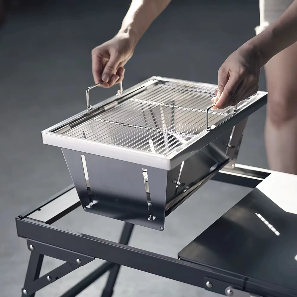 Foldable Stainless Steel IGT Grill – Portable Outdoor Camping & Picnic Grill