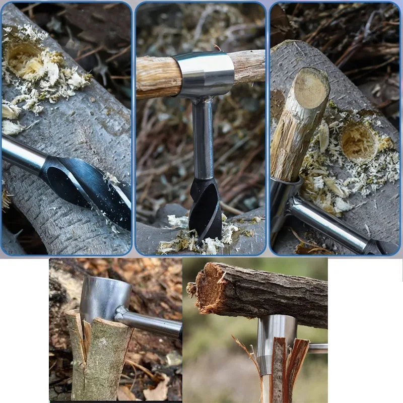 Hand Auger Drill Tool – Carbon Steel Bushcraft & Camping Wood Drill