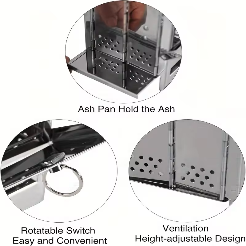 Portable Stainless Steel Firewood Stove For Camping, Picnic, And BBQ - Compact And Lightweight