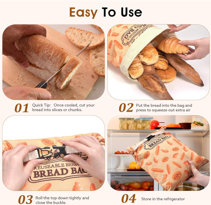 2 Pack Beeswax Bread Bags for Sourdough Homemade Bread, XL Cotton Lining Sourdough Reusable Natural Beeswax Bread Storage Bag, Keep Fresh and Upgraded Large Capacity Portable