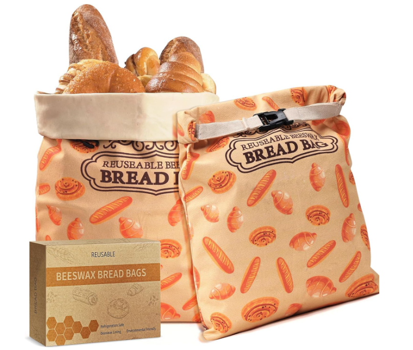 2 Pack Beeswax Bread Bags for Sourdough Homemade Bread, XL Cotton Lining Sourdough Reusable Natural Beeswax Bread Storage Bag, Keep Fresh and Upgraded Large Capacity Portable