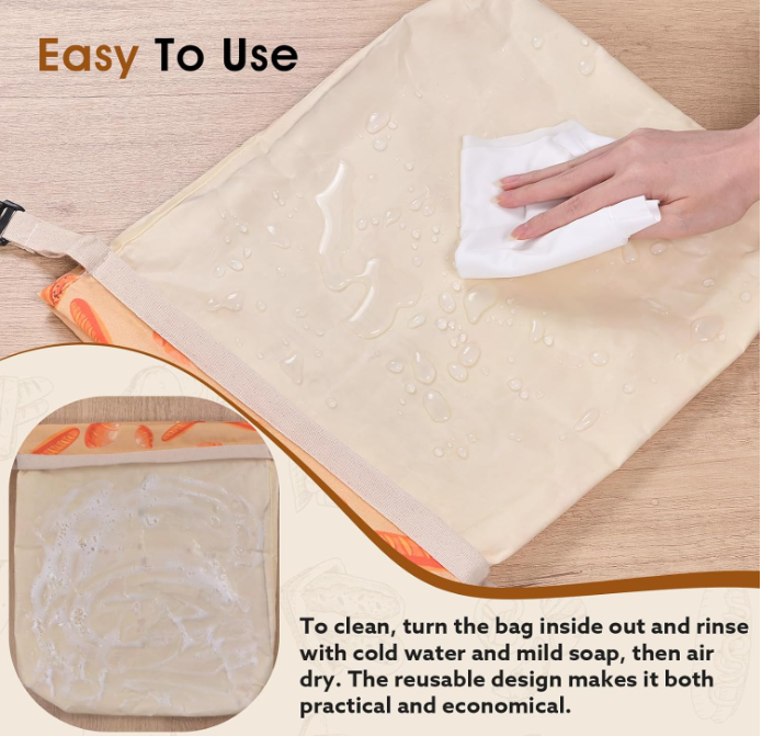 2 Pack Beeswax Bread Bags for Sourdough Homemade Bread, XL Cotton Lining Sourdough Reusable Natural Beeswax Bread Storage Bag, Keep Fresh and Upgraded Large Capacity Portable