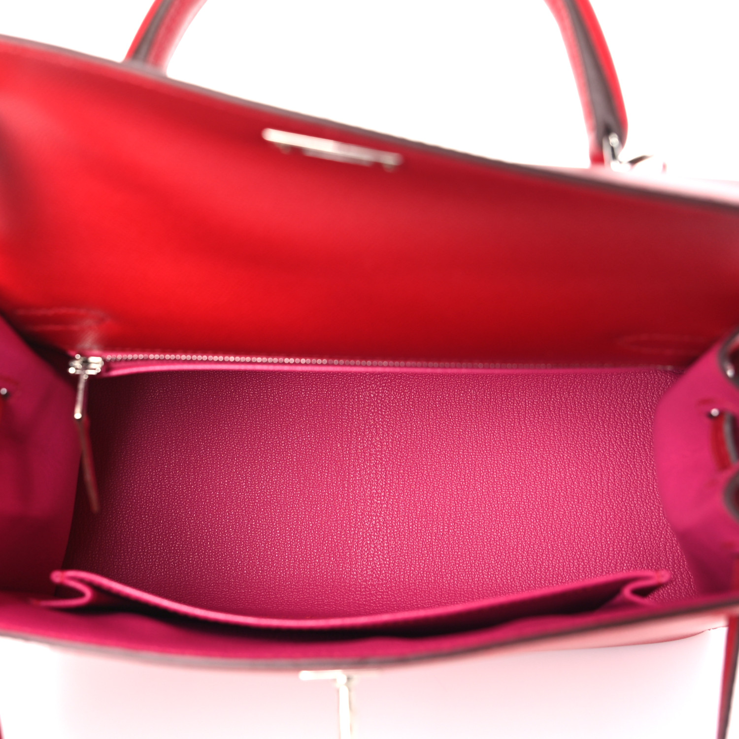 Madame Calfskin Verso Kelly Sellier 25 Rouge Piment Rose Shocking