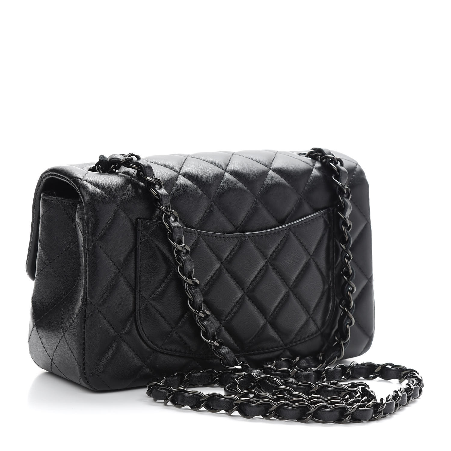 Lambskin Quilted Mini Rectangular Flap So Black
