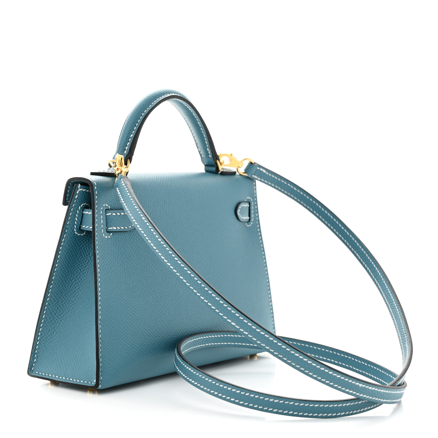 Epsom Mini Kelly Sellier 20 New Blue Jean