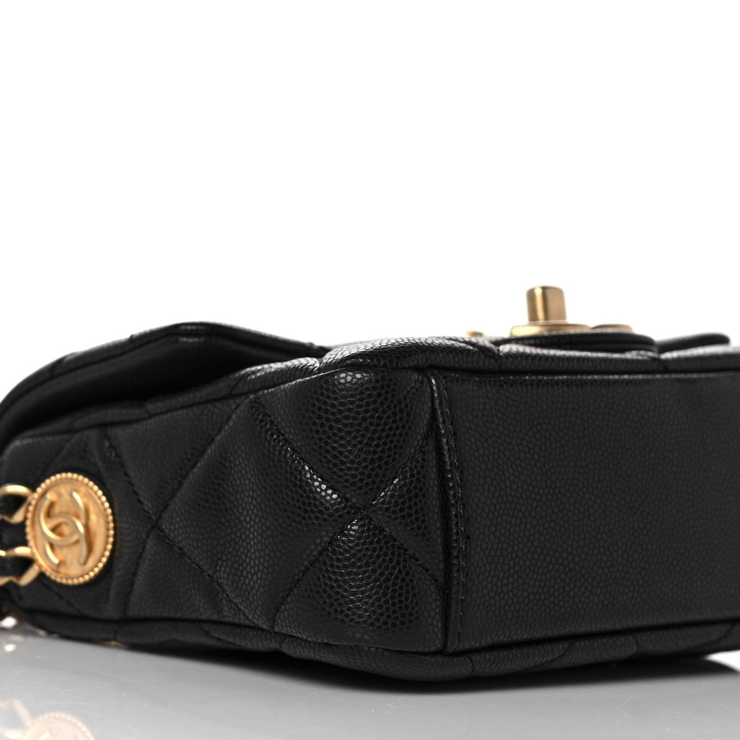 CHANEL Caviar Quilted Mini Twist Your Buttons Flap Black