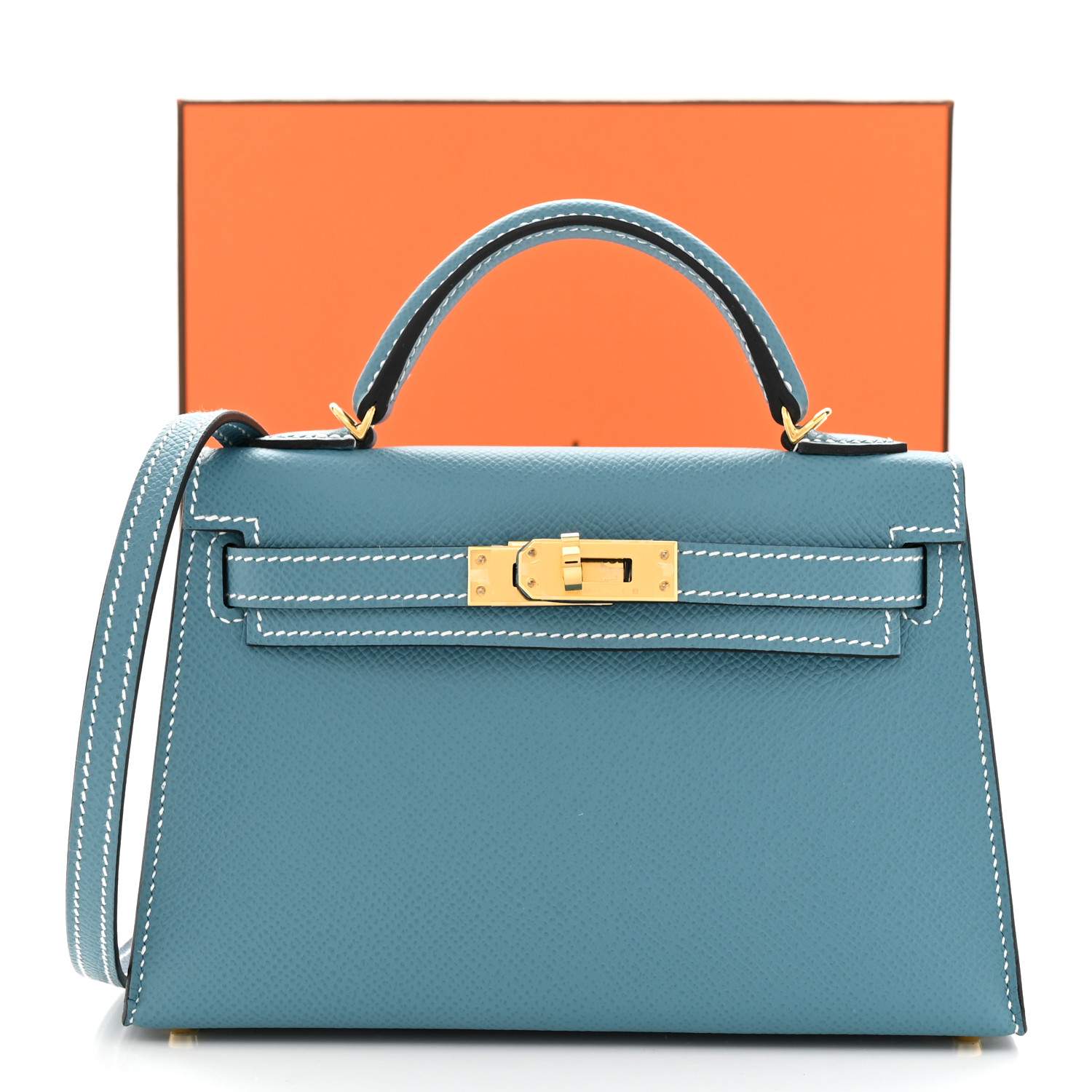 Epsom Mini Kelly Sellier 20 New Blue Jean