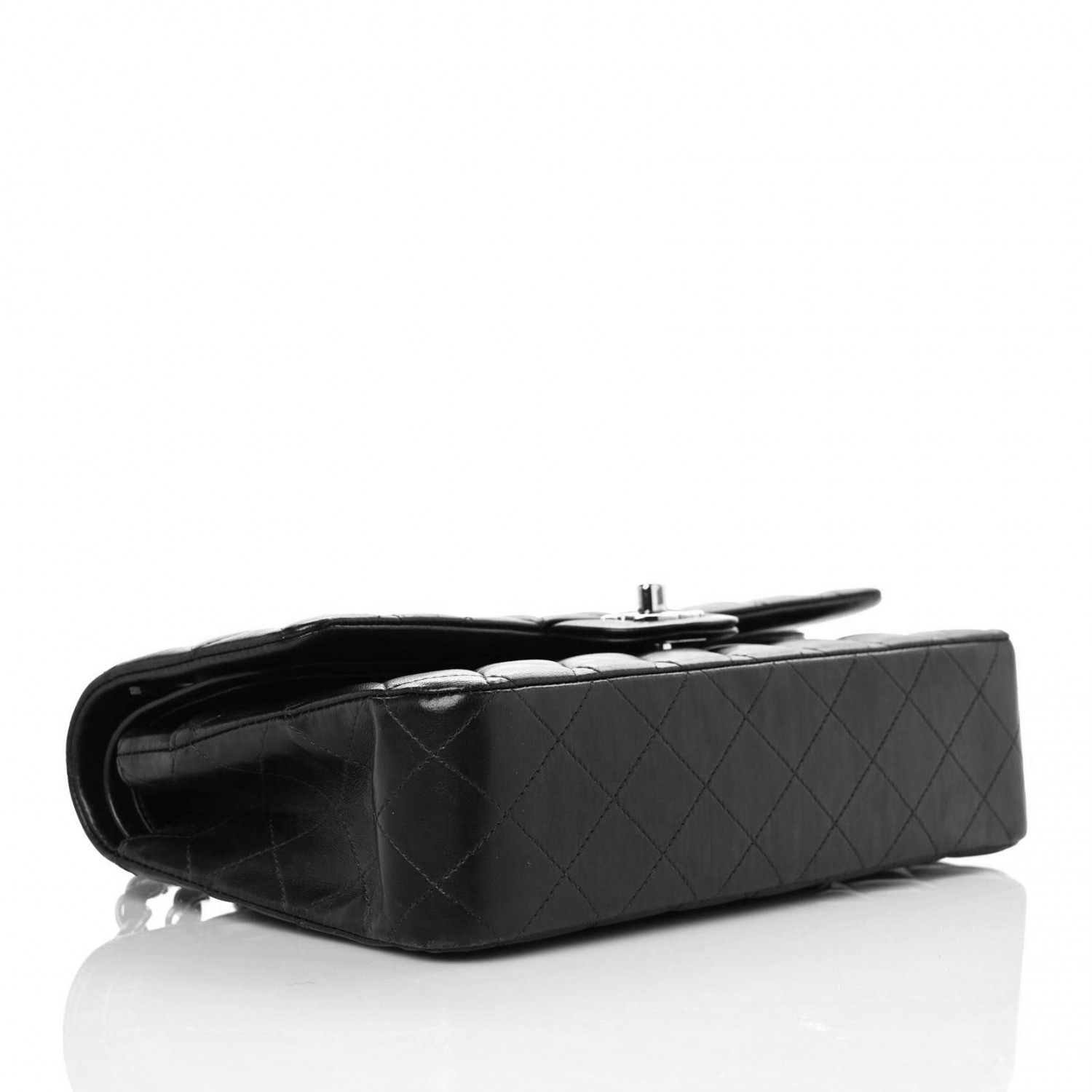 Lambskin Quilted Medium Double Flap Black