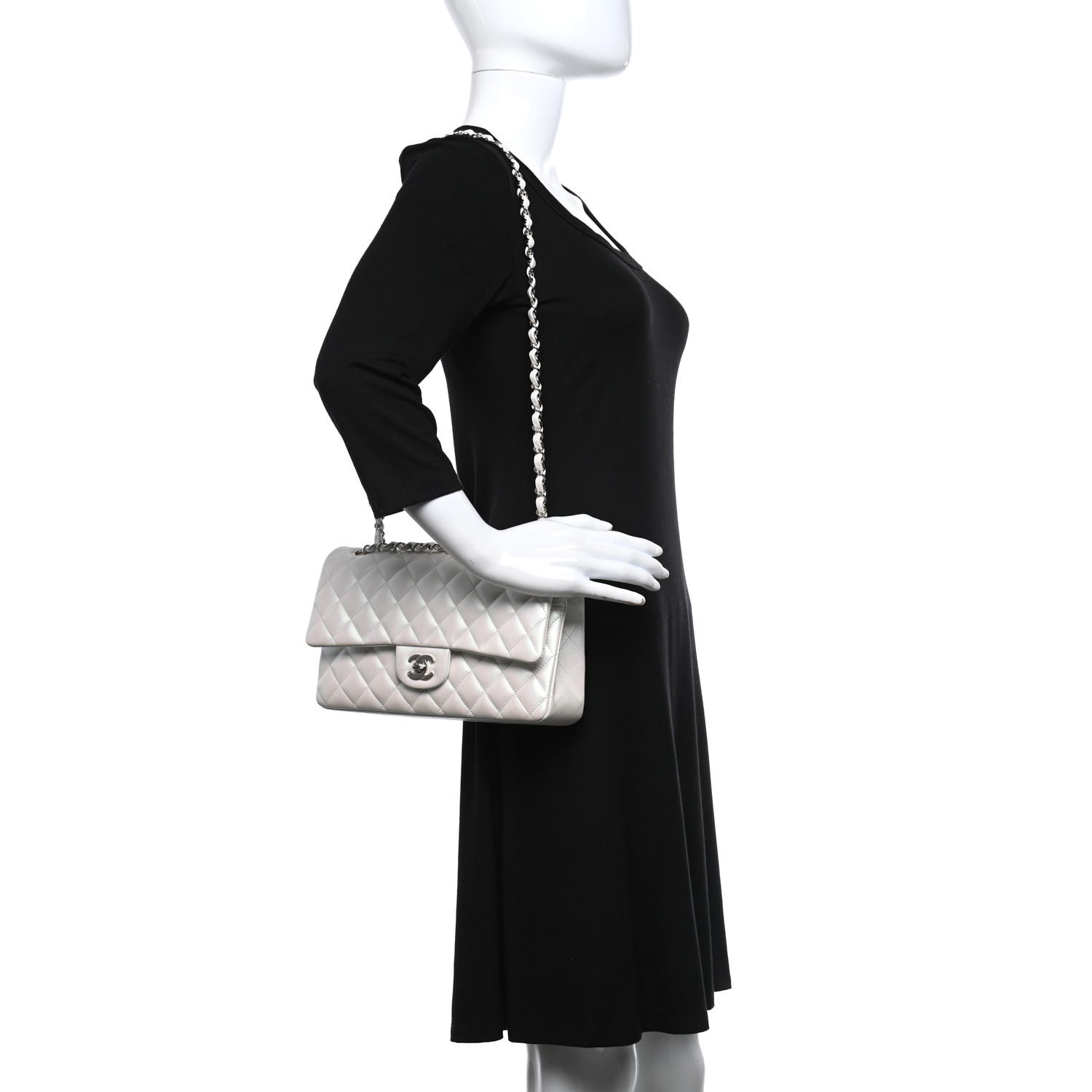 Lambskin Quilted Medium Double Flap White