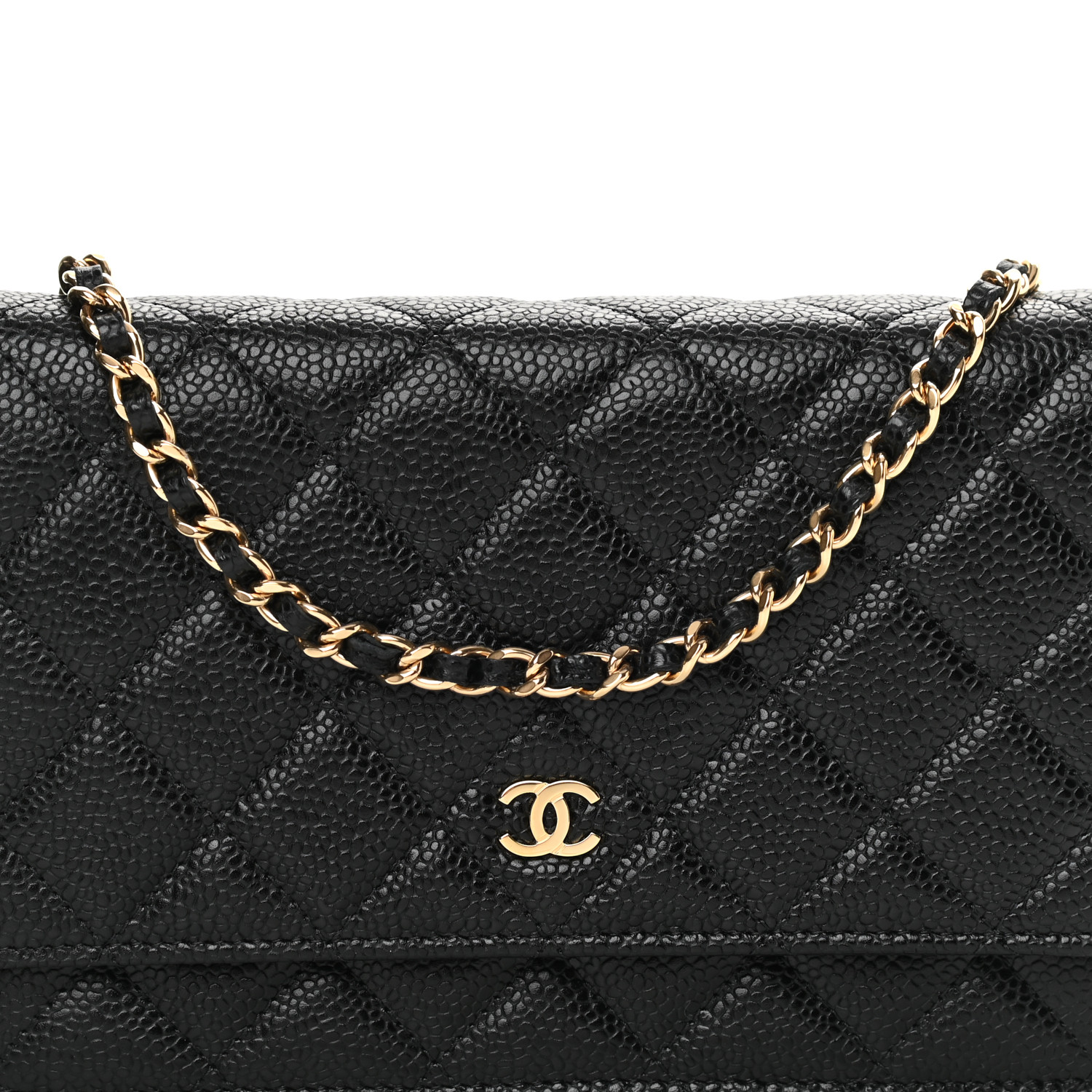 Caviar Quilted Wallet On Chain WOC Black
