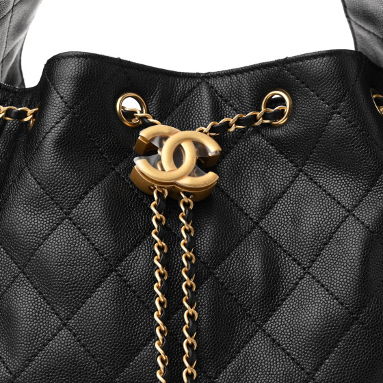 Caviar Quilted Medium Chanel 25 Handbag Black